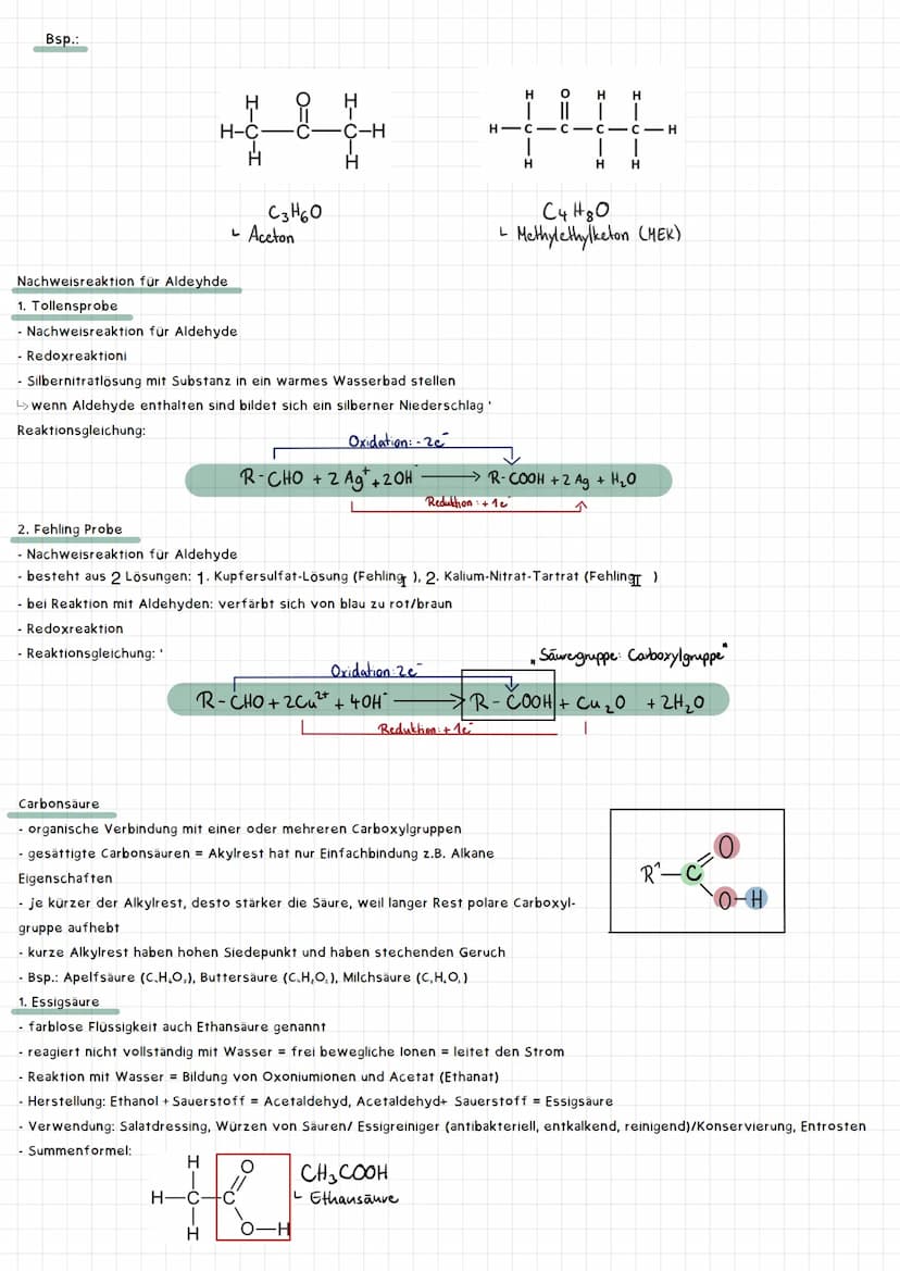 Themen
- Alkohole/Oxidation von Alkoholen
- Alkanole
- Aldehyde
- Ketone
- Nachweisreaktionen für Aldehyde/Ketone
- Carbonsäure (Ameisensäur