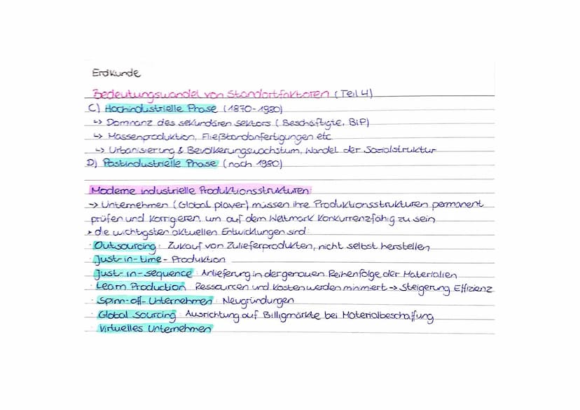 Erdkunde
Bedeutungswandel von Standortfaktoren
> da sich Unternehmen nur dort ansiedeln, wo sie vorteilhaft produzieren können,
müssen Kommu