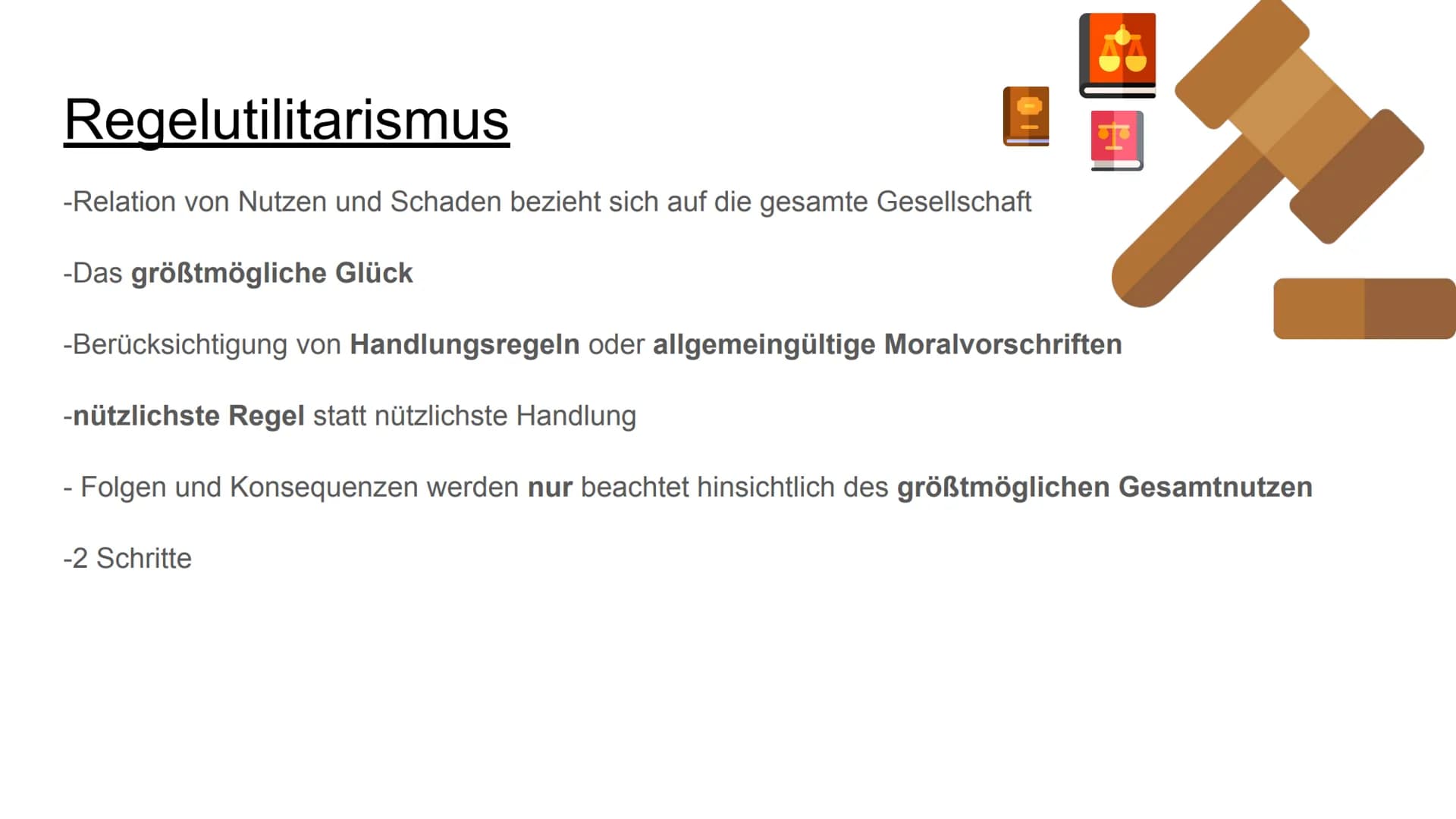 Regelutilitarismus
im Vergleich zum Handlungsutilitarismus
? Inhaltsverzeichnis
1. Handlungsutilitarismus
2. Regelutilitarismus
3. Unterschi