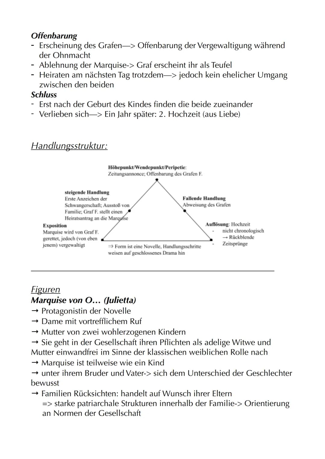 Autor: Heinrich von Kleist
Jahr: 1808
Textsorte: Novelle (Erzählung)
Protagonisten: Marquise von O...; Graf von F...; Herr von G...(auch:
Ob