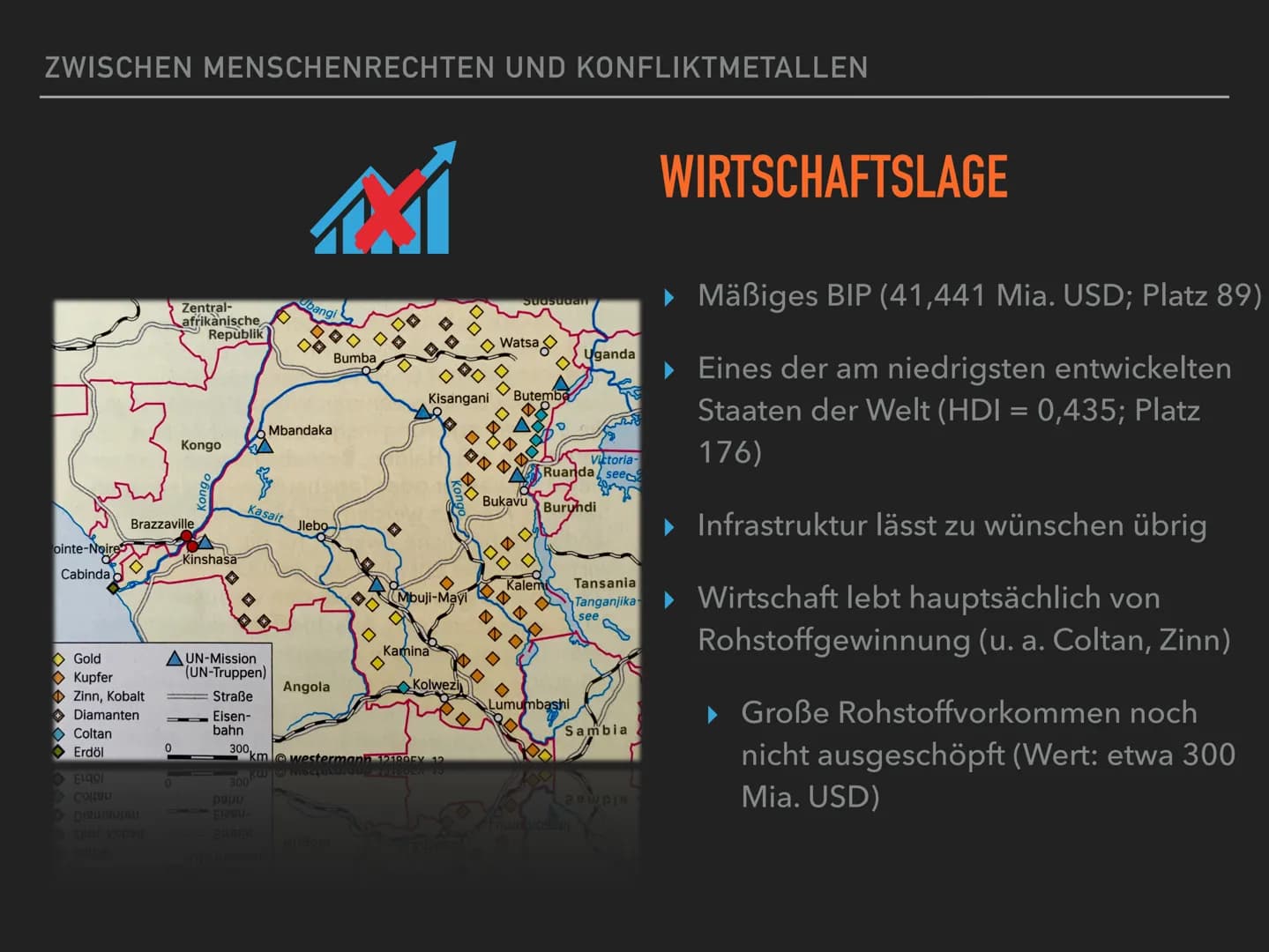 ZWISCHEN MENSCHENRECHTEN UND
KONFLIKTMETALLEN
COLTANABBAU IN DER
D. R. KONGO ZWISCHEN MENSCHENRECHTEN UND KONFLIKTMETALLEN
GLIEDERUNG
▸ Geog