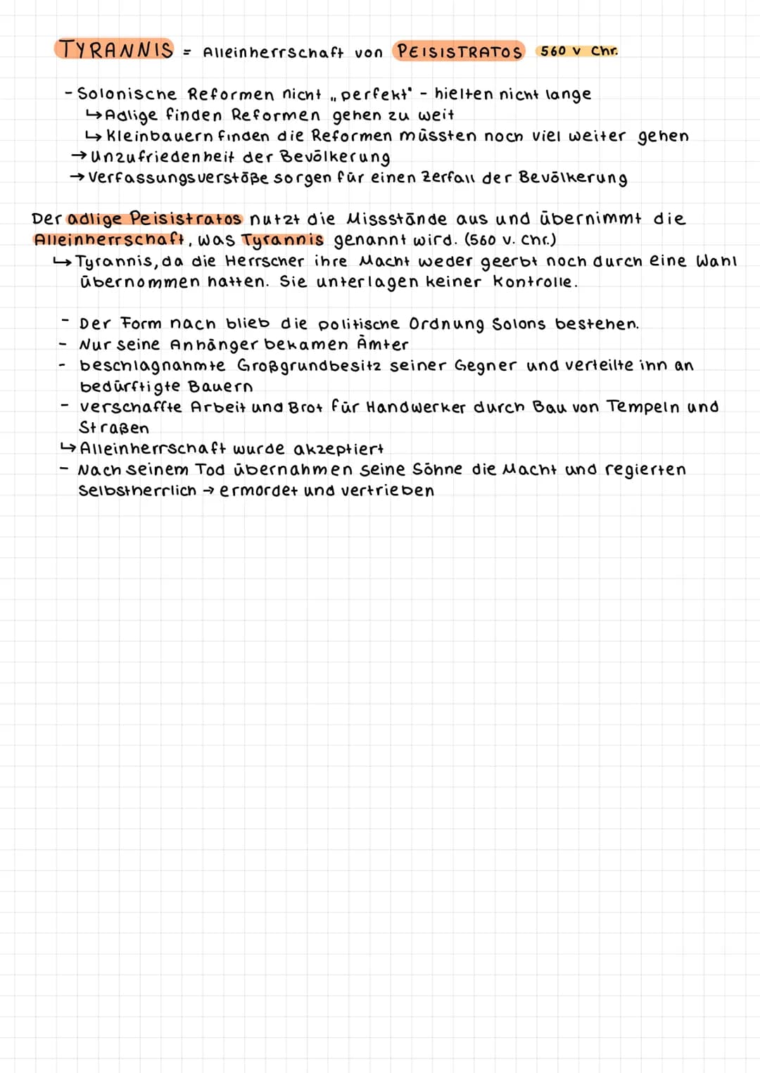 Geschichte
Solons Reformen
Athener wählten 594 v. Chr. den angesehenen Adligen Solon.
TIMOKRATIE: Herrschaft der Besitzenden (Adel)
Vorgesch