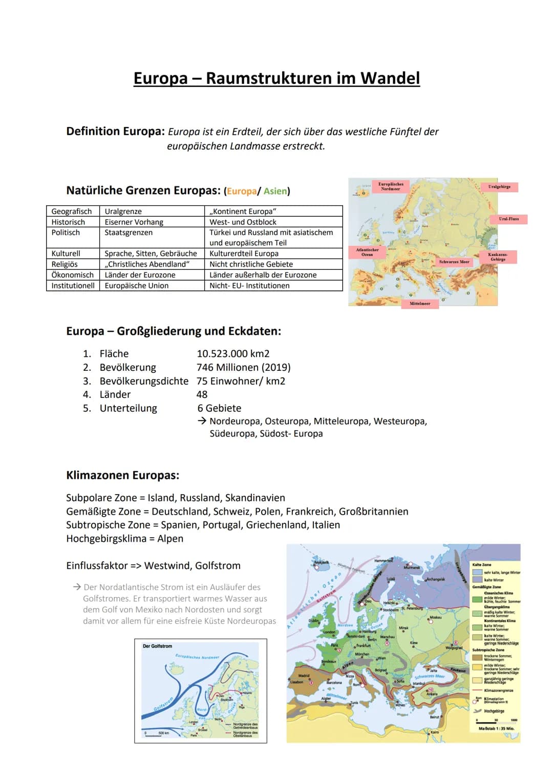 Europa - Raumstrukturen im Wandel
Definition Europa: Europa ist ein Erdteil, der sich über das westliche Fünftel der
europäischen Landmasse 