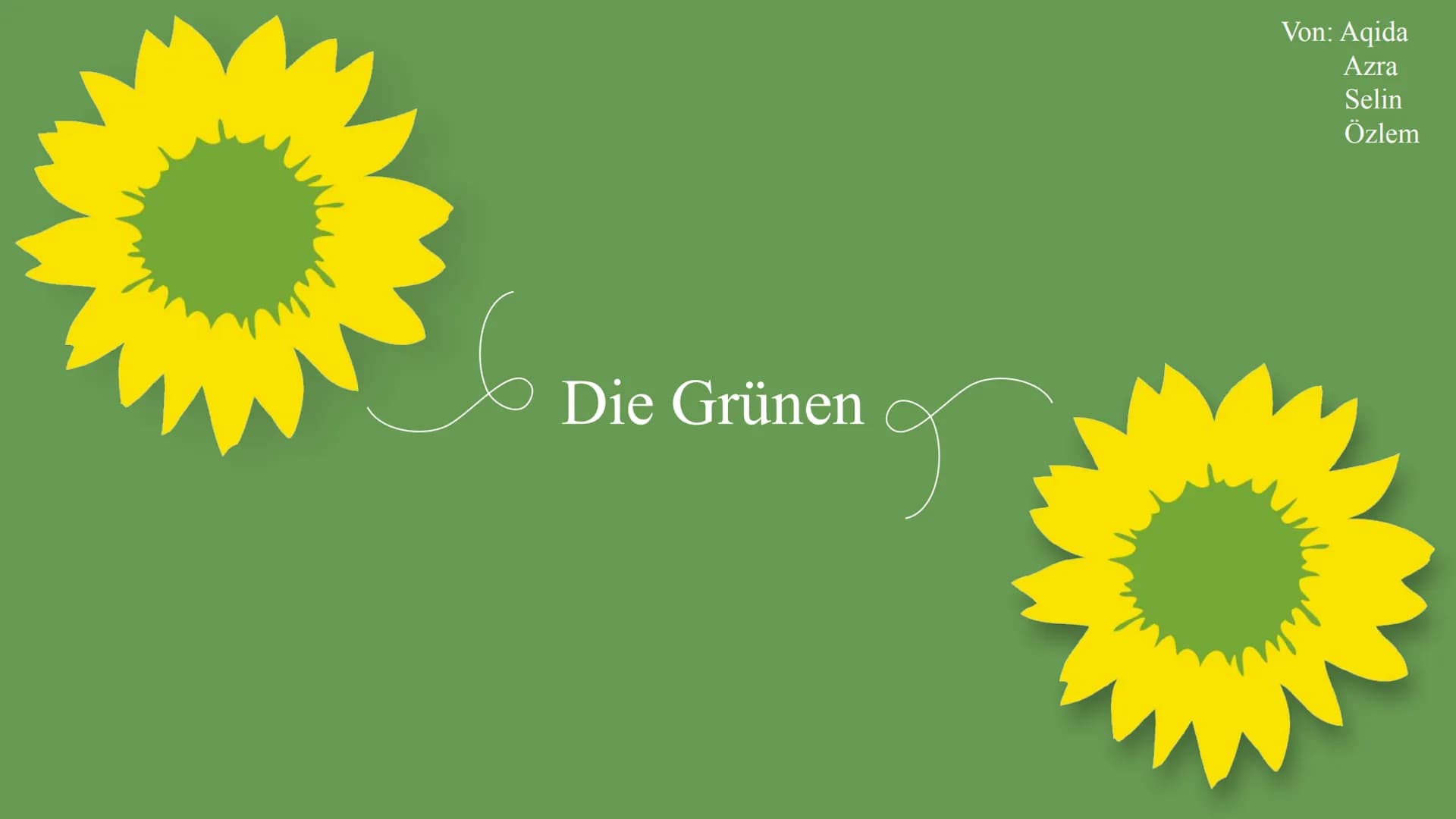 Die Grünen
Von: Aqida
Azra
Selin
Özlem 2
Inhaltsverzeichnis:
Was sind die Grünen?
→
→ Die Gründung
→ Die Wähler
→ Meinung
Die Geschichte
→ H