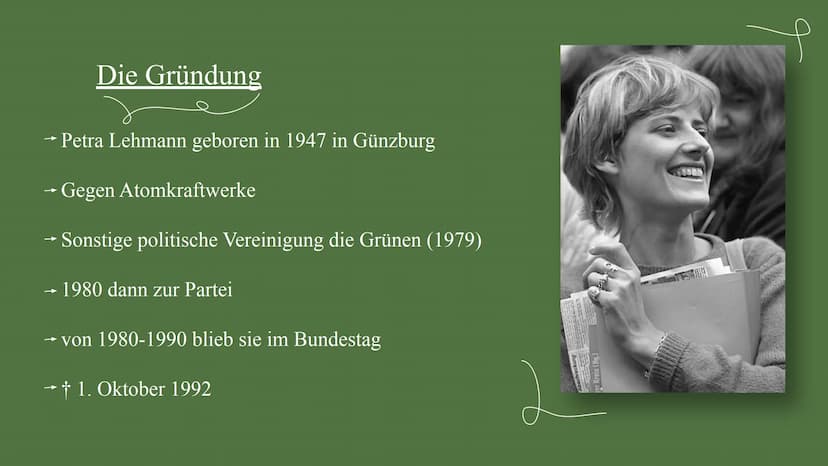 Die Grünen
Von: Aqida
Azra
Selin
Özlem 2
Inhaltsverzeichnis:
Was sind die Grünen?
→
→ Die Gründung
→ Die Wähler
→ Meinung
Die Geschichte
→ H