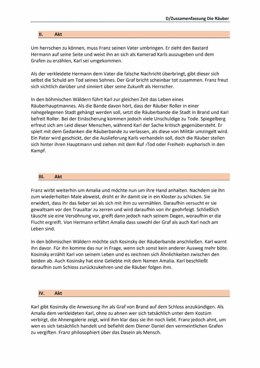 Werkdaten:
●
●
Gattung/Textsorte: Drama
Erscheinungsjahr: 1781
Uraufführung: 1782
● Literarische Epoche: Sturm und Drang
Übersicht
I.
Inhalt