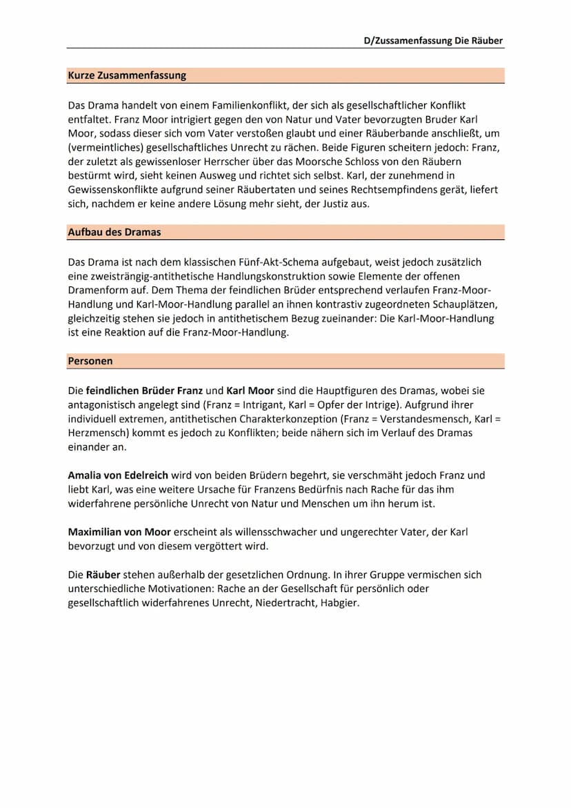 Werkdaten:
●
●
Gattung/Textsorte: Drama
Erscheinungsjahr: 1781
Uraufführung: 1782
● Literarische Epoche: Sturm und Drang
Übersicht
I.
Inhalt