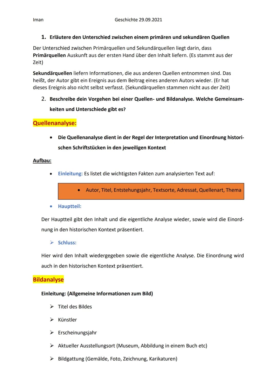 Iman
1. Erläutere den Unterschied zwischen einem primären und sekundären Quellen
Der Unterschied zwischen Primärquellen und Sekundärquellen 