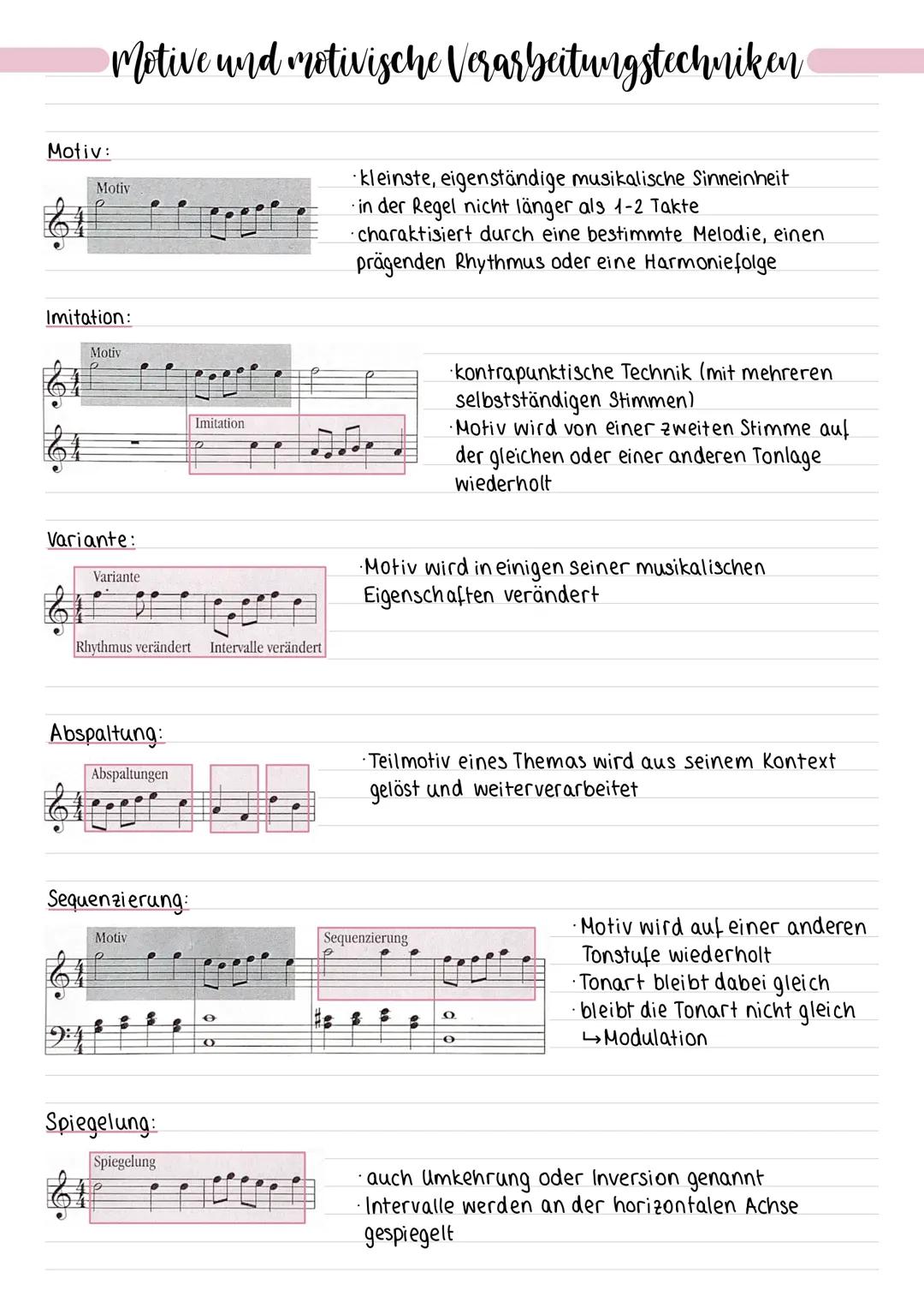 Motive und motivische Verarbeitungstechniken
•kleinste, eigenständige musikalische Sinneinheit
in der Regel nicht länger als 1-2 Takte
·char