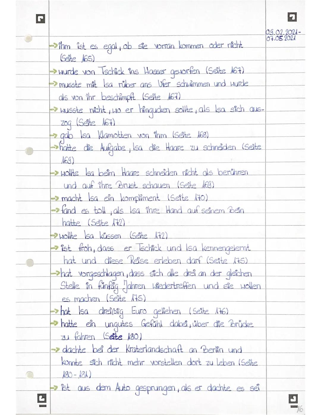 Maik Klingenberg
->14 Jahre alt (Seite 7)
-> mag Tatjana sehr (Seite 8)
geht in die achte Klasse des Hagecius-Gymnasiums
in Berlin (Seite 9)