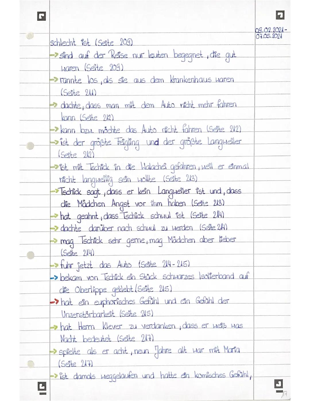 Maik Klingenberg
->14 Jahre alt (Seite 7)
-> mag Tatjana sehr (Seite 8)
geht in die achte Klasse des Hagecius-Gymnasiums
in Berlin (Seite 9)