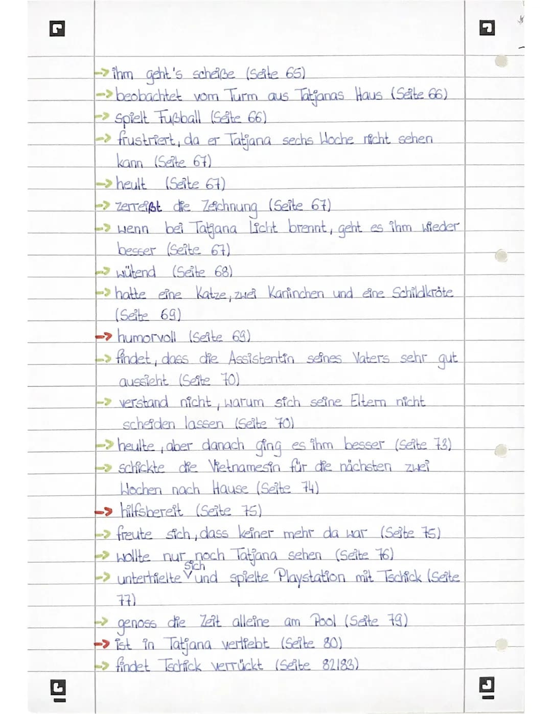 Maik Klingenberg
->14 Jahre alt (Seite 7)
-> mag Tatjana sehr (Seite 8)
geht in die achte Klasse des Hagecius-Gymnasiums
in Berlin (Seite 9)