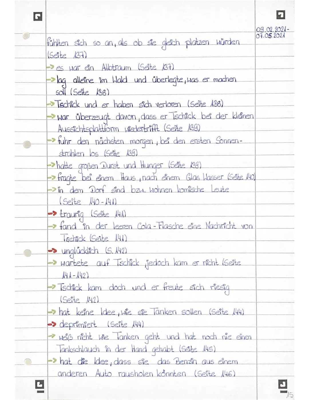 Maik Klingenberg
->14 Jahre alt (Seite 7)
-> mag Tatjana sehr (Seite 8)
geht in die achte Klasse des Hagecius-Gymnasiums
in Berlin (Seite 9)