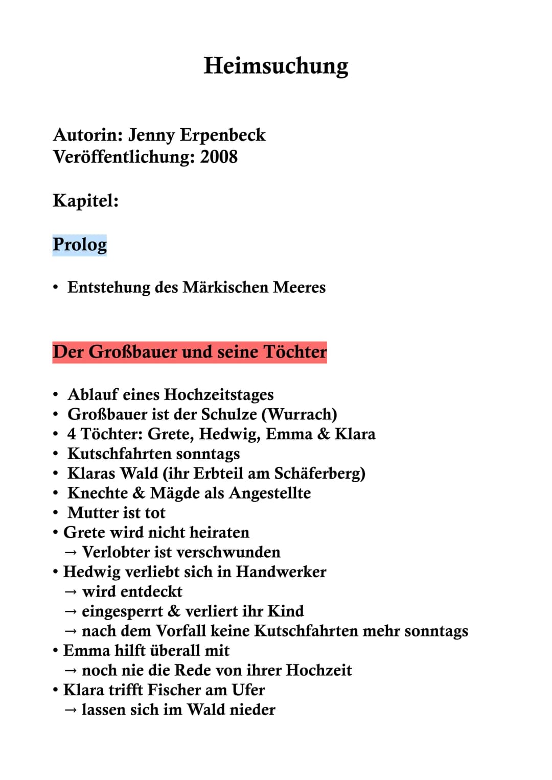 Heimsuchung
Autorin: Jenny Erpenbeck
Veröffentlichung: 2008
Kapitel:
Prolog
• Entstehung des Märkischen Meeres
Der Großbauer und seine Töcht
