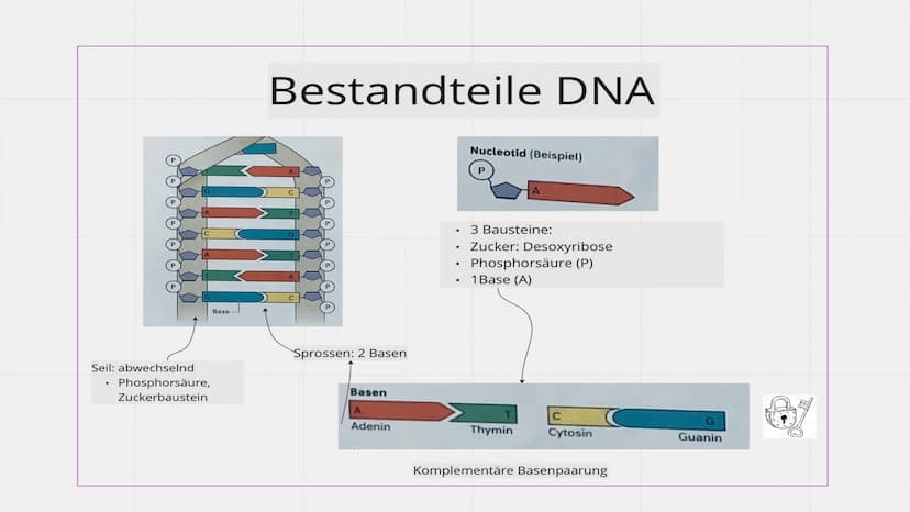 Genetik
XXX
X Feinbau Chromosomen  MAN
2 Einzelstränge: DNA Doppelhelix Seil: abwechselnd
Phosphorsäure,
Zuckerbaustein
Base
Bestandteile DN