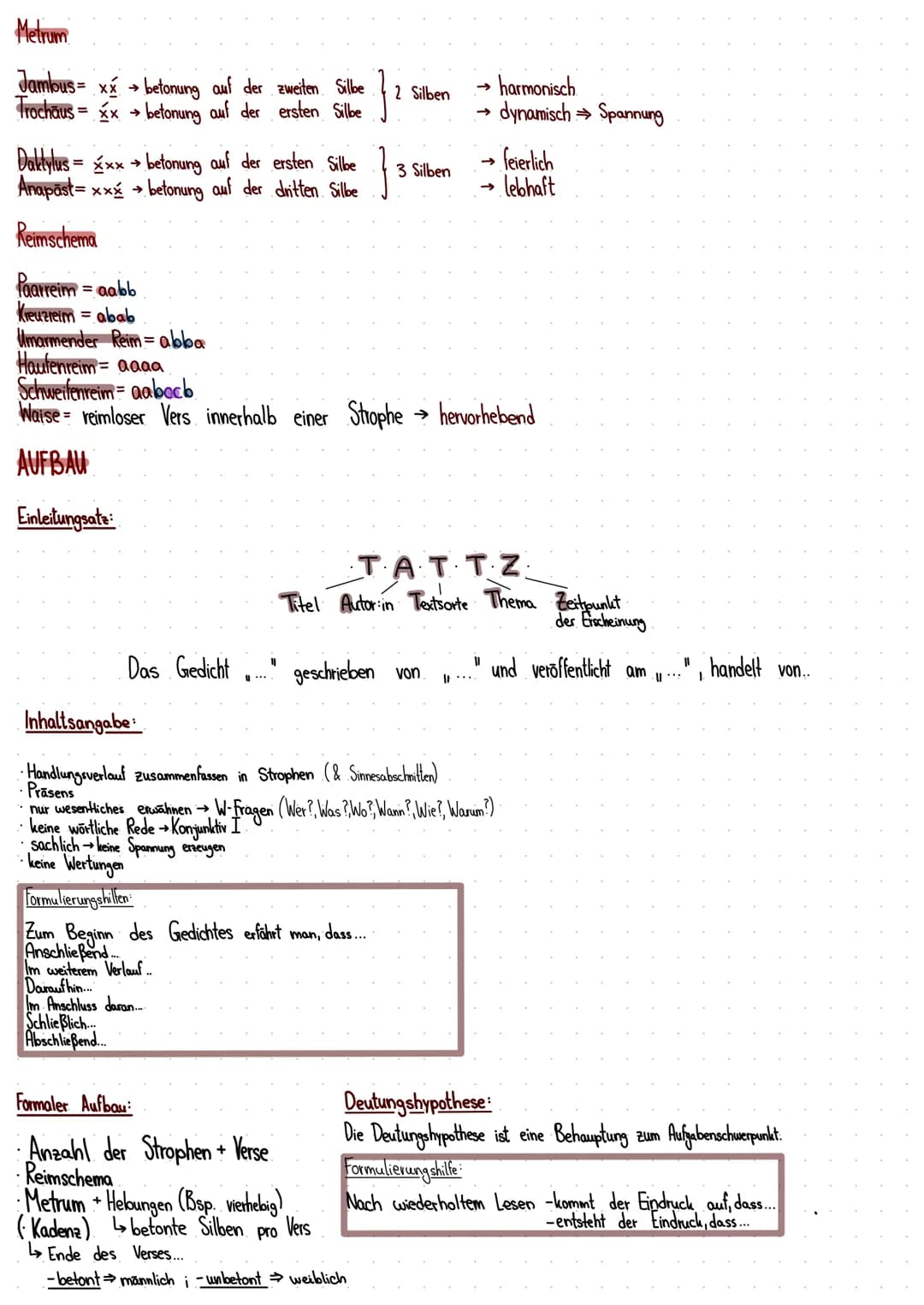 GEDIENTSANALYSE
SPRACHLICHE GESTALTUNGSMITTEL
Syntaktische Stillmittel Besonderheiten
Wiederholung
Anapher
Alliteration
Akkumulation
Allegor