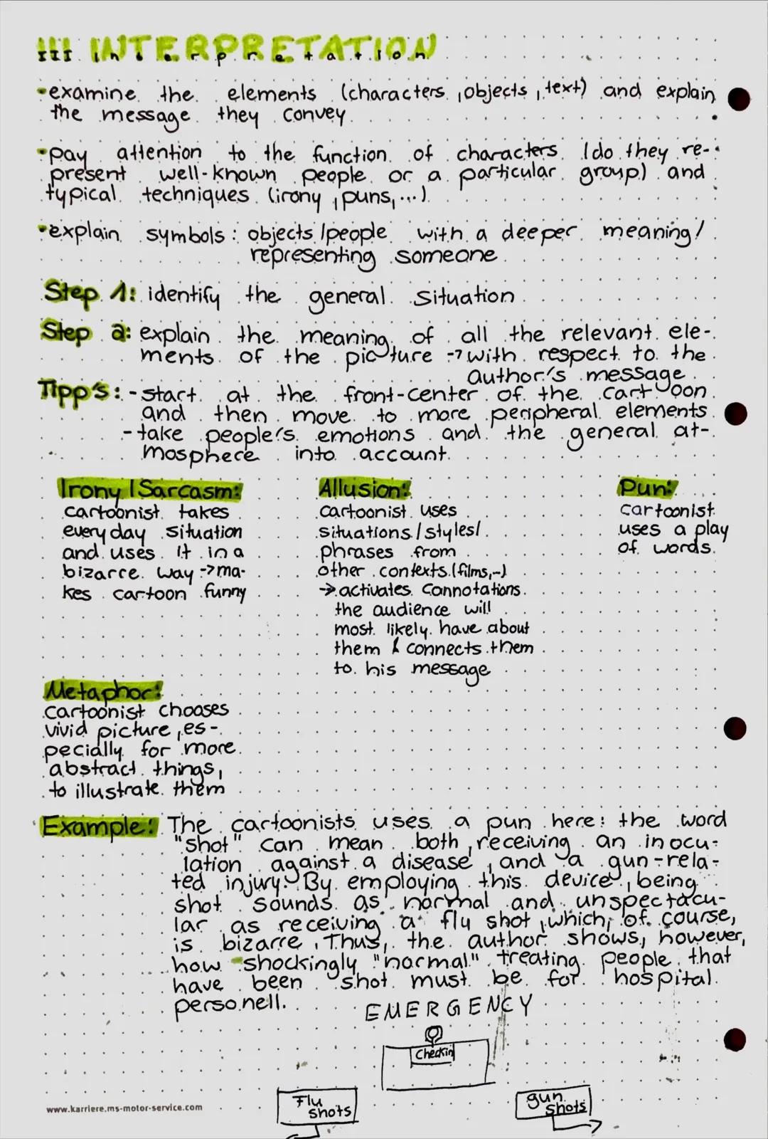 # INTERPRETATION

*   examine the elements (characters objects, text) and explain
    the message they convey.

*   pay attention to the fun