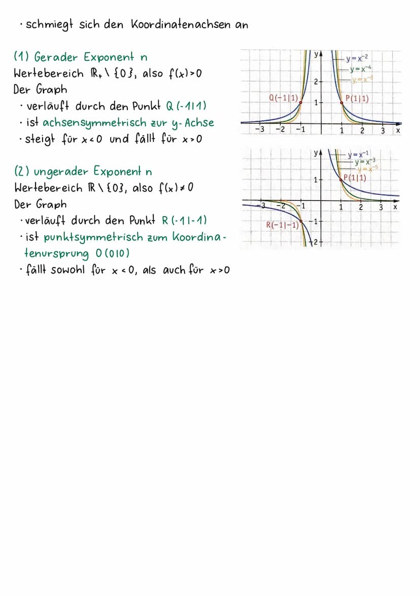 Potenzfunktionen
Eigenschaften von Potenz funktionen mit natürlichen Exponenten
Für jede Potenzfunktion y=x" mit ne № \ {0} gilt:
n
Der Grap