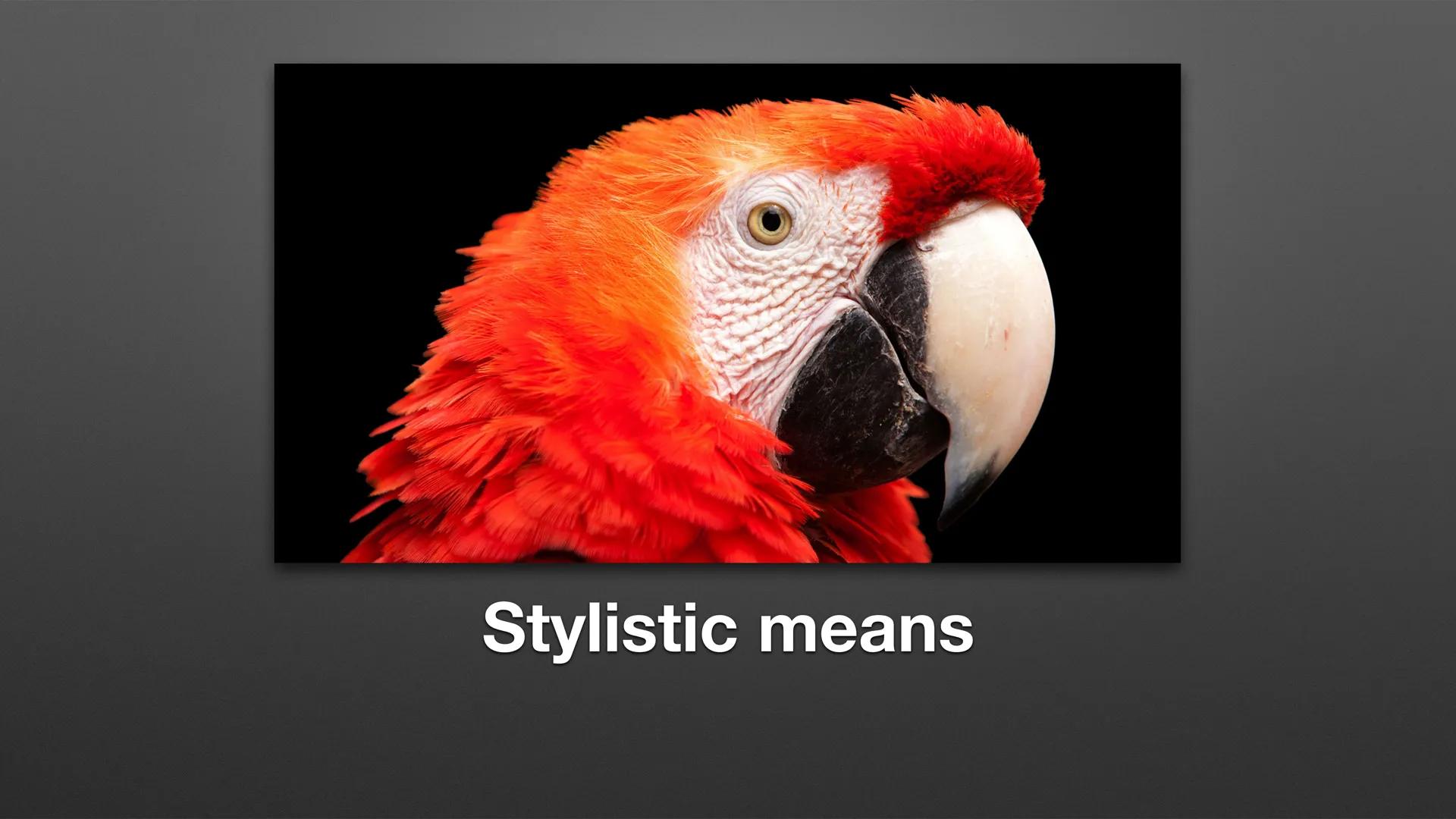 # Stylistic means - Alliteration
- repetition of the same consonant at the beginning of neighbouring words
- „Peter Piper picked a peck of p