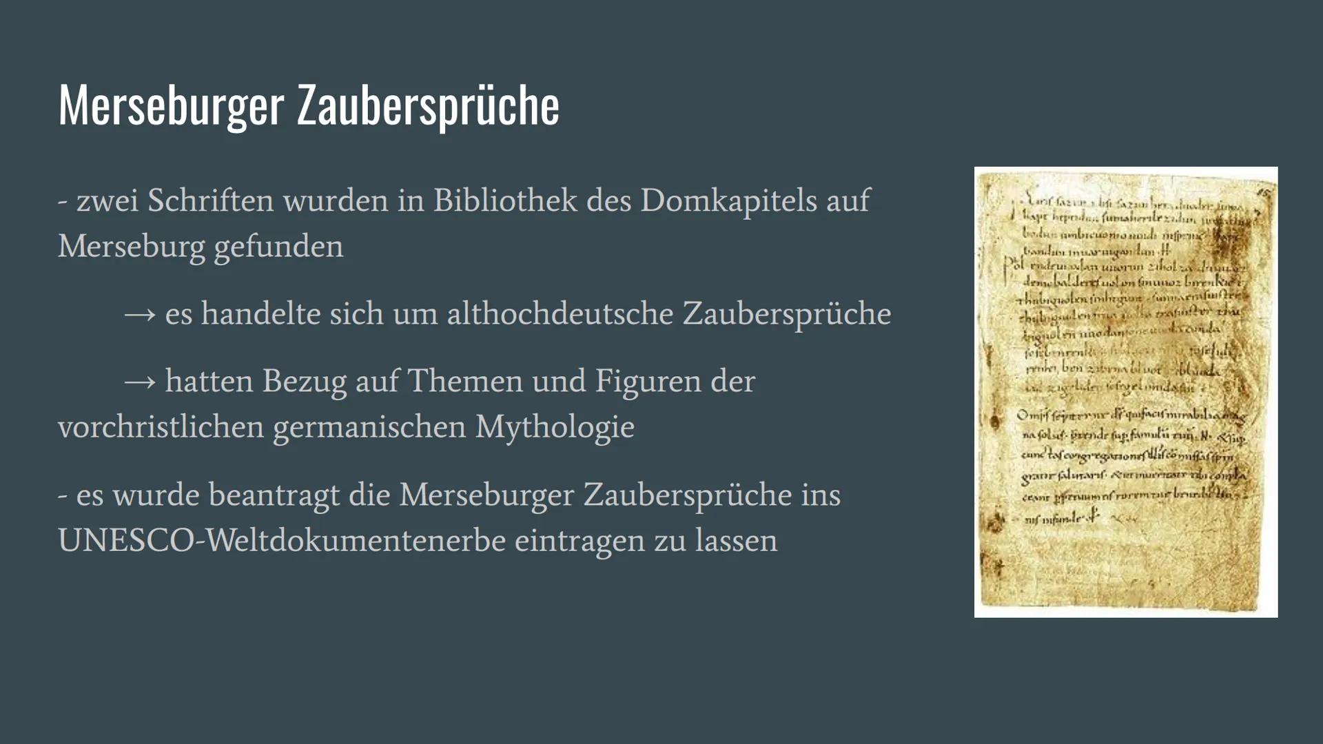 Mittelalter Inhaltsverzeichnis
Allgemeine Infos/Anmerkung
Frühmittelalter
Geschichte
Das Weltbild
Literatur
Merseburger Zaubersprüche
Wichti