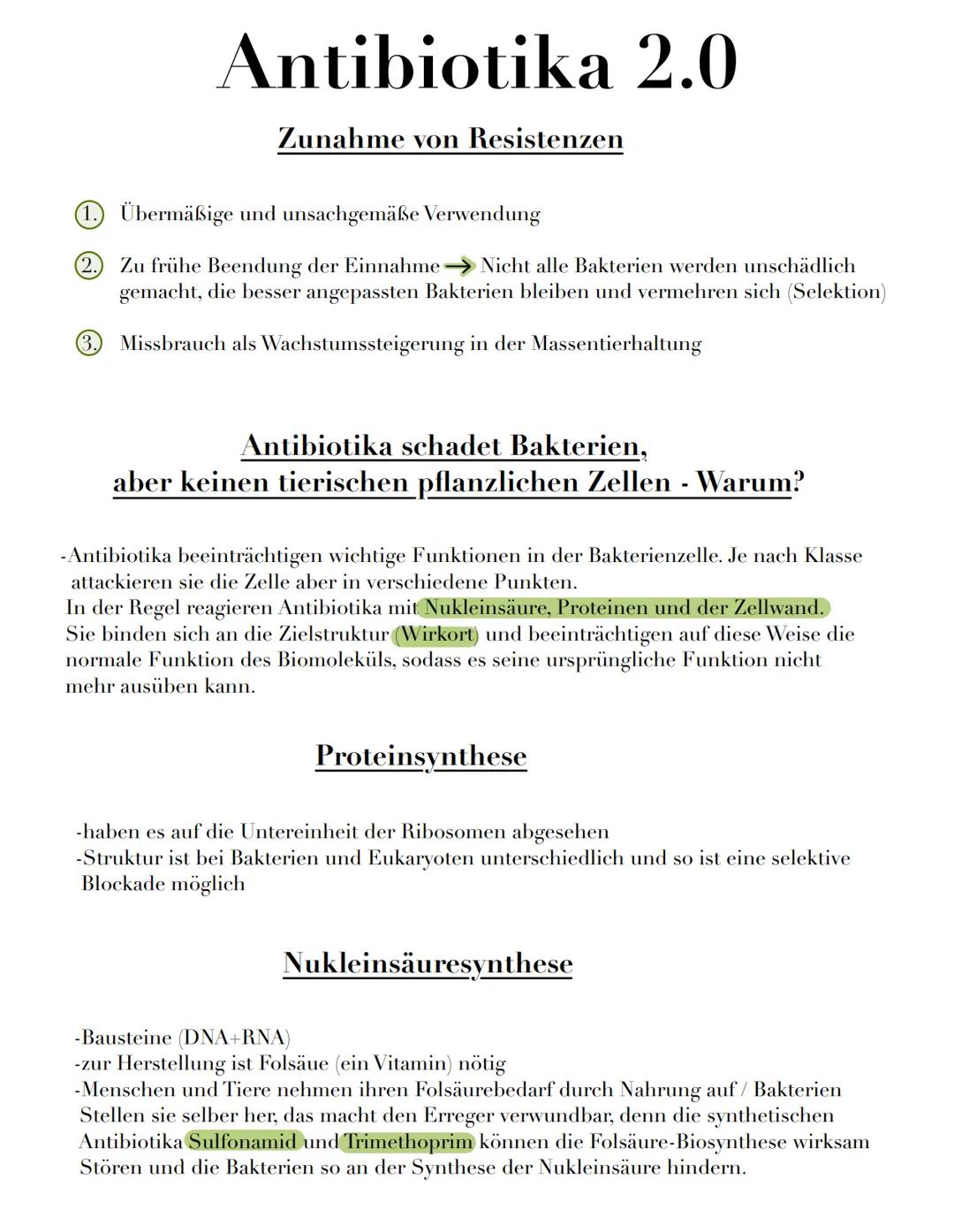 ΑΝΤΙΒΙΟΤΙΚΑ
Ein Antibiotika hemmt z.B. Enzyme, die...
Bei der Translation (Proteinsynthese) im Bakterium von Bedeutung sind.
B Bei der Synth