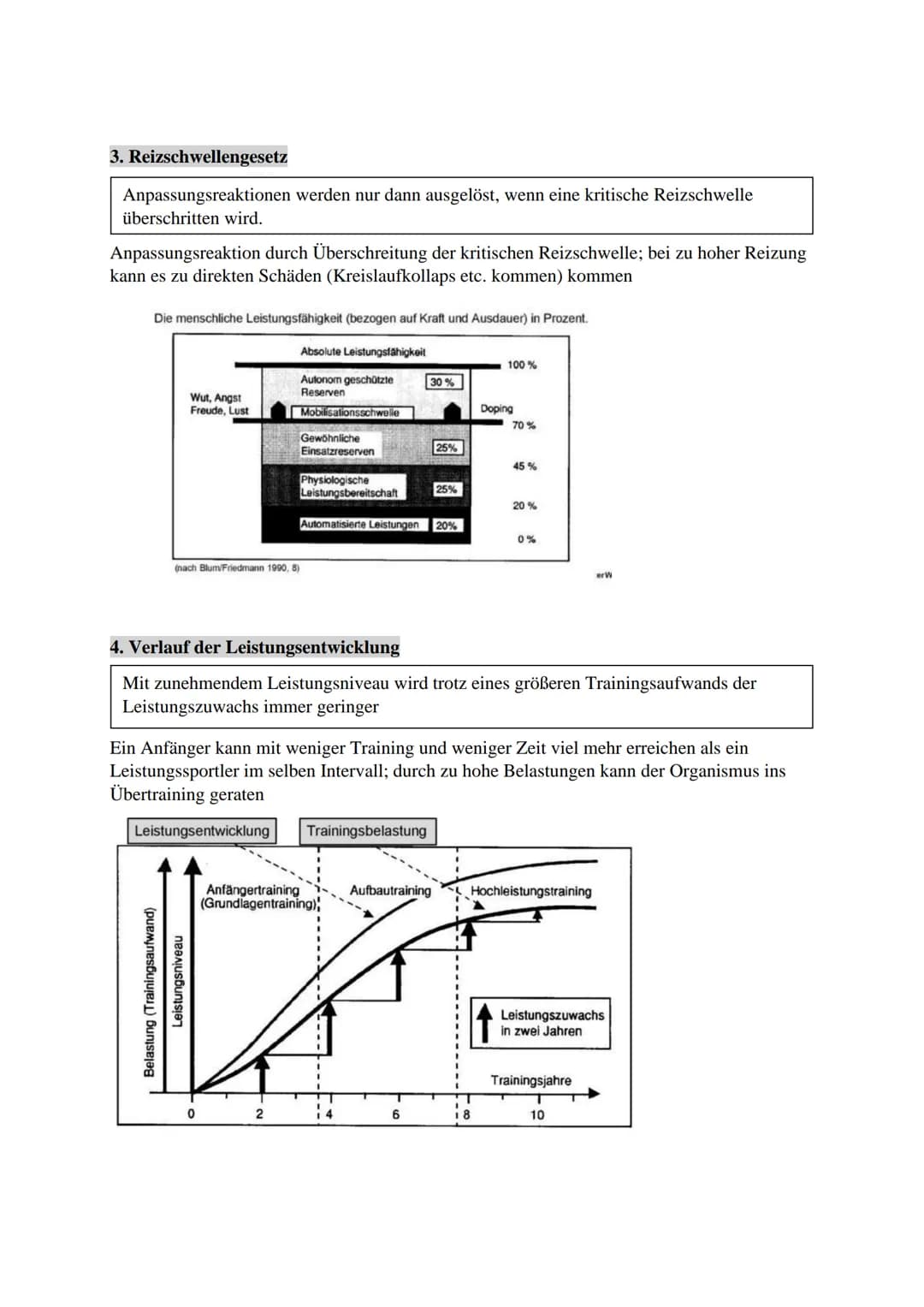 Sport Zusammenfassung
Trainingslehre
Allgemeine Gesetzmäßigkeiten des Trainings
1. Qualitätsgesetz (physiologisches Gesetz)
Spezifische Reiz