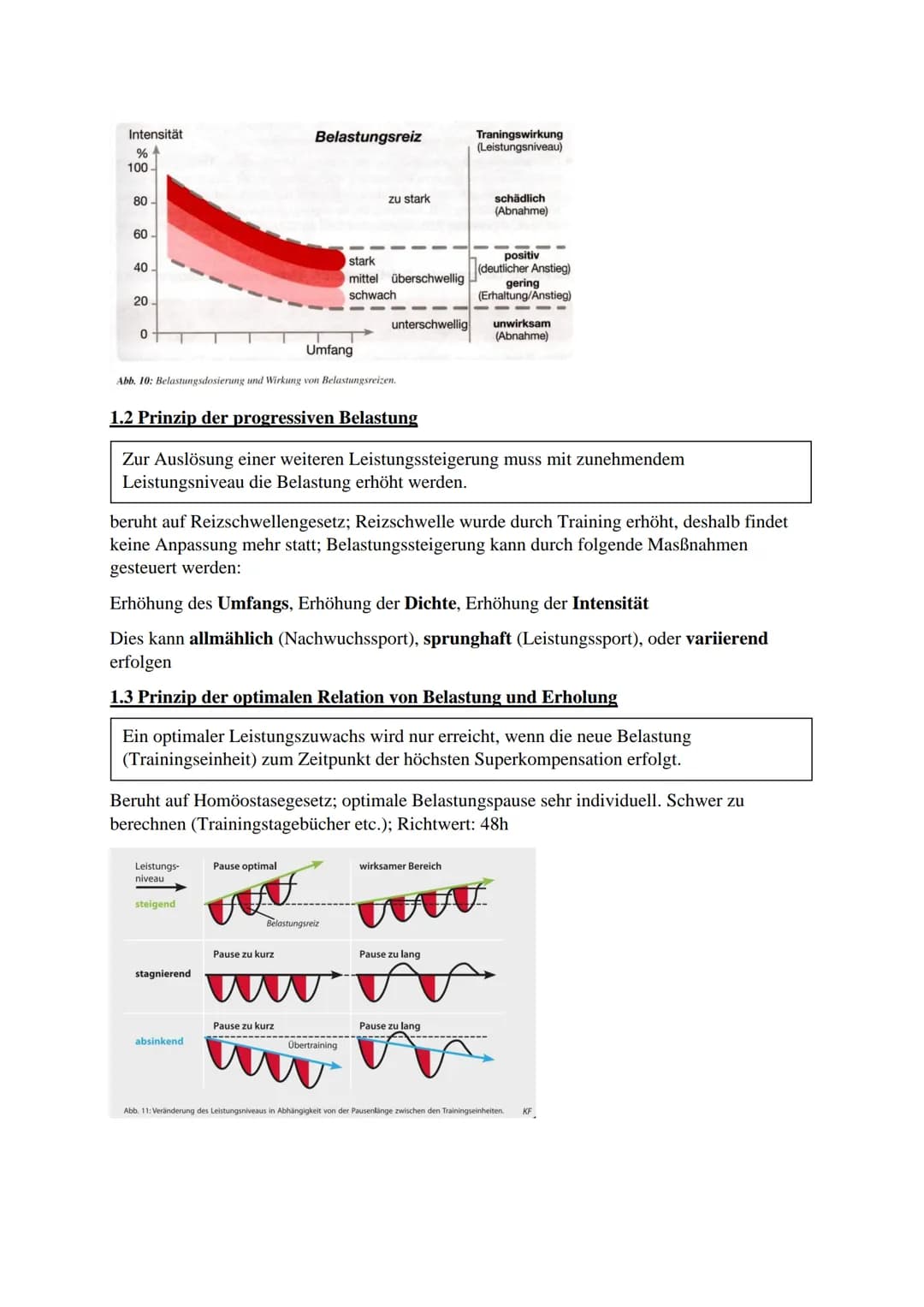 Sport Zusammenfassung
Trainingslehre
Allgemeine Gesetzmäßigkeiten des Trainings
1. Qualitätsgesetz (physiologisches Gesetz)
Spezifische Reiz