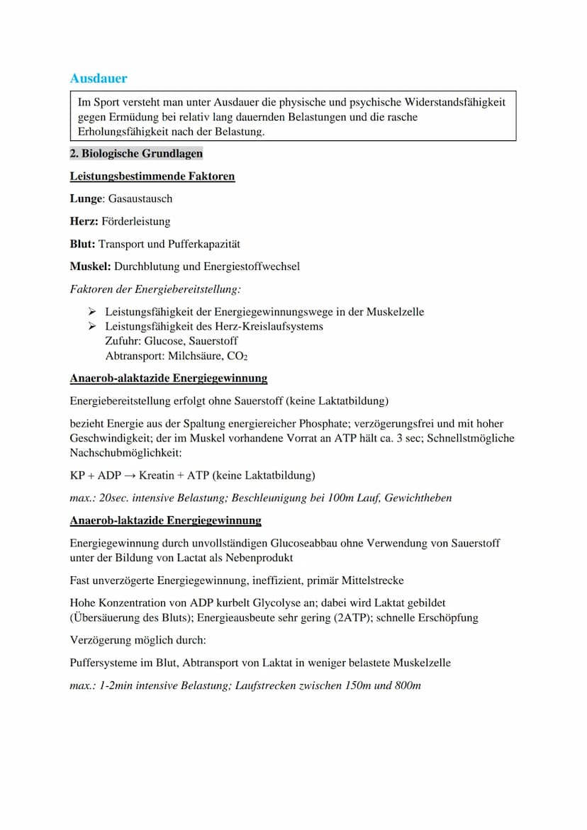 Sport Zusammenfassung
Trainingslehre
Allgemeine Gesetzmäßigkeiten des Trainings
1. Qualitätsgesetz (physiologisches Gesetz)
Spezifische Reiz
