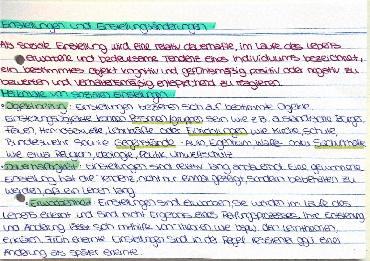 # Einstellungen und Einstellungsänderungen

AlB soziak Einstelling wird eine relativ dauerhafte, im Laufe des Lebens
erworbene und bedeutsam