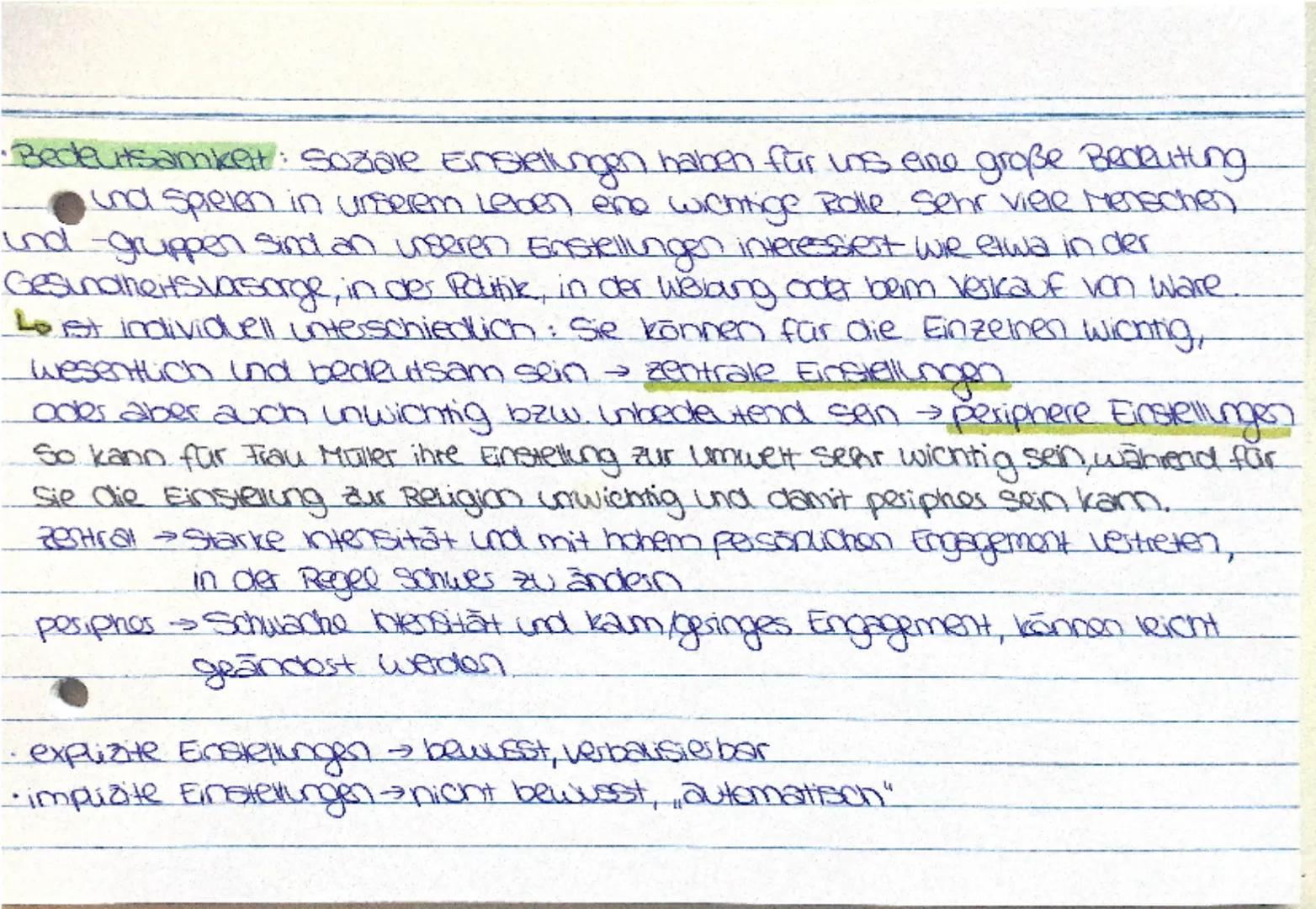 # Einstellungen und Einstellungsänderungen

AlB soziak Einstelling wird eine relativ dauerhafte, im Laufe des Lebens
erworbene und bedeutsam