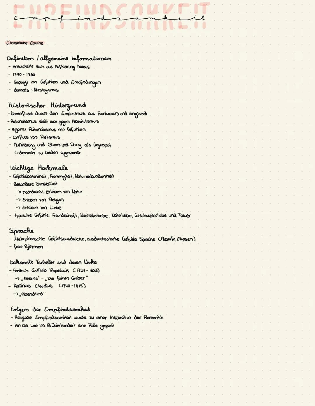 مسبب
Literansche Epoche
Eurosonder
Definition / allgemeine Informationen
- entwickelte sich aus Aufklärung herous
- 1740-1780
Gepragt
- dama