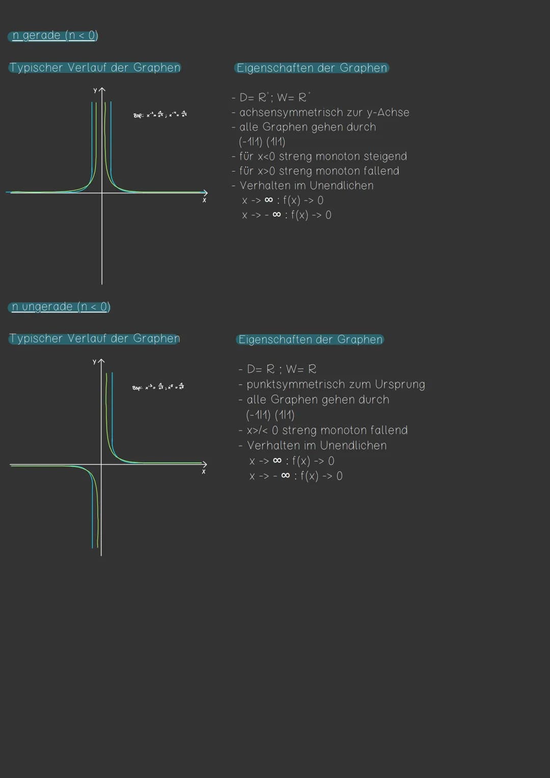 ERKLÄRUNG
Eine Potenz funktion ist eine Funktion, in der die Variable x in
der
Basis einer Potent steht.
Allgemein: f(x)=x", "EN => Potenzfu