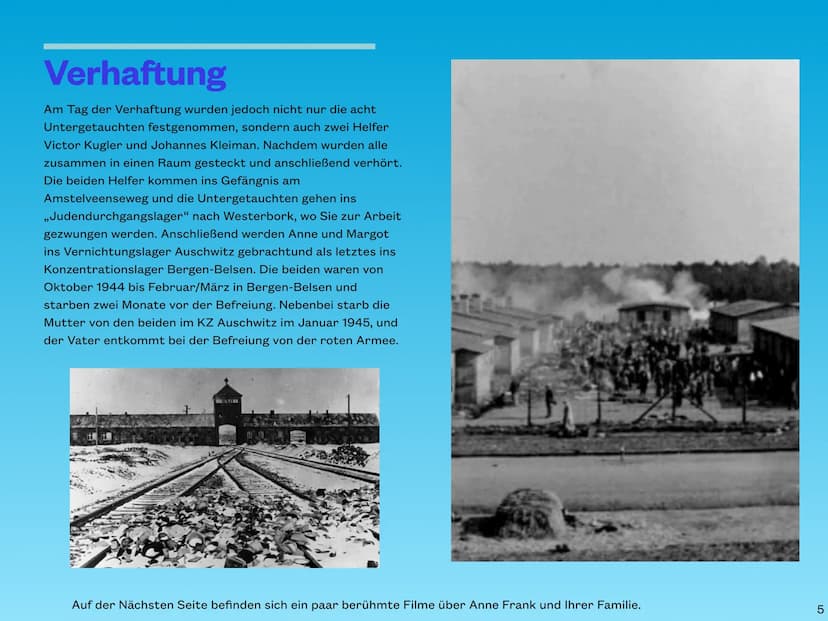 Das Schicksal
der Anne Frank Inhaltsverzeichnis
Seiten
1.
2.
3.
4.
5.
Inhalt
Wer ist Anne Frank?
Zeitstrahl
Das Tagebuch
Das Hinterhaus
Verh