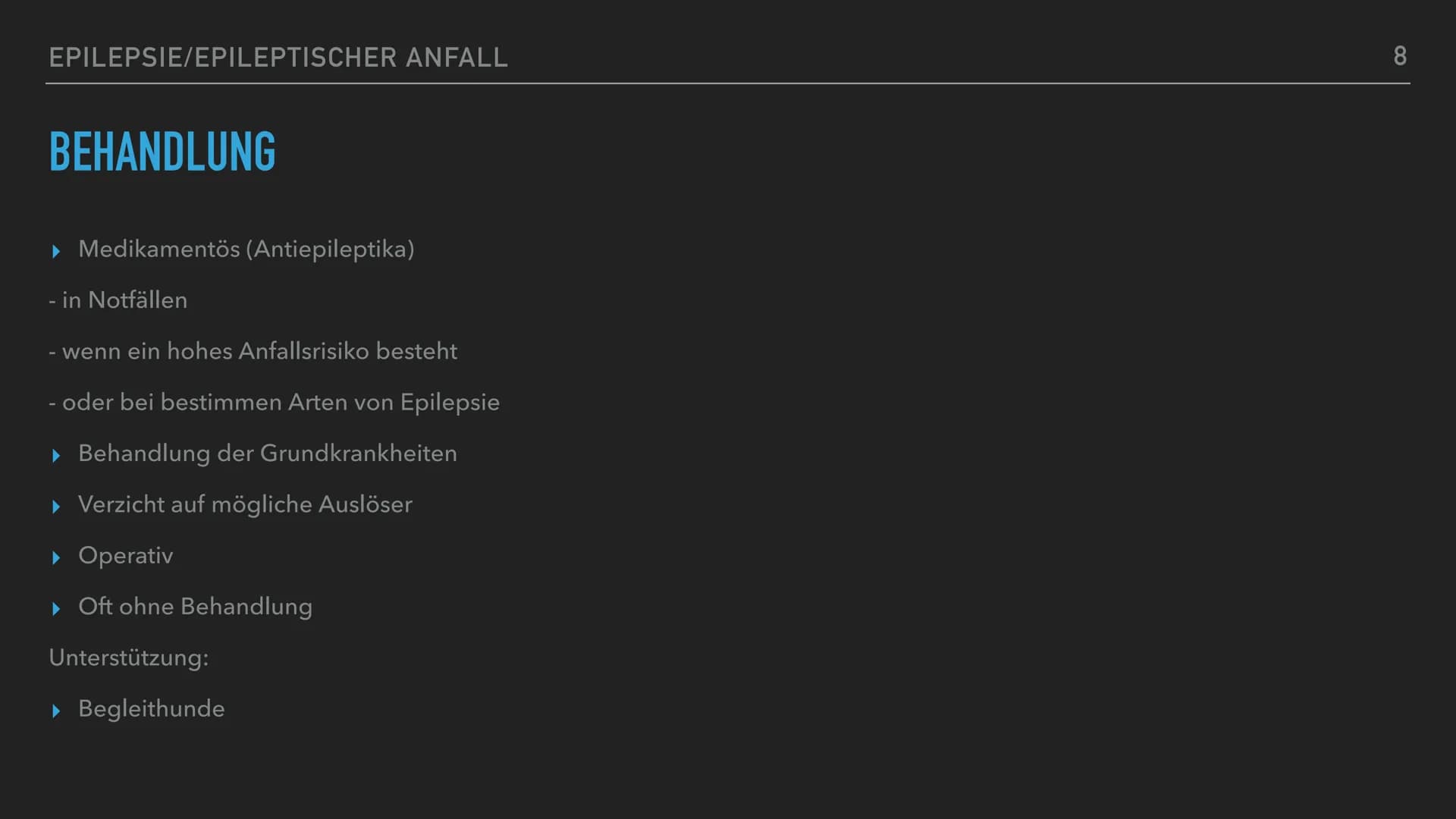 EPILEPSIE
1 EPILEPSIE - EPILEPTISCHER ANFALL
GLIEDERUNG
▸ Definition
▸ Epilepsie oder epileptischer Anfall?
▶ Fakten
▶ Ursachen von Epilepsi