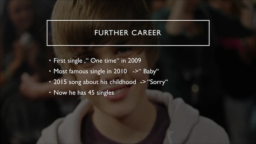 JUSTIN BIEBER
From rags to riches ●
Justins childhood
• The beginning of his career
• Further career
●
●
●
STRUCTURE
His life now
Our judgem
