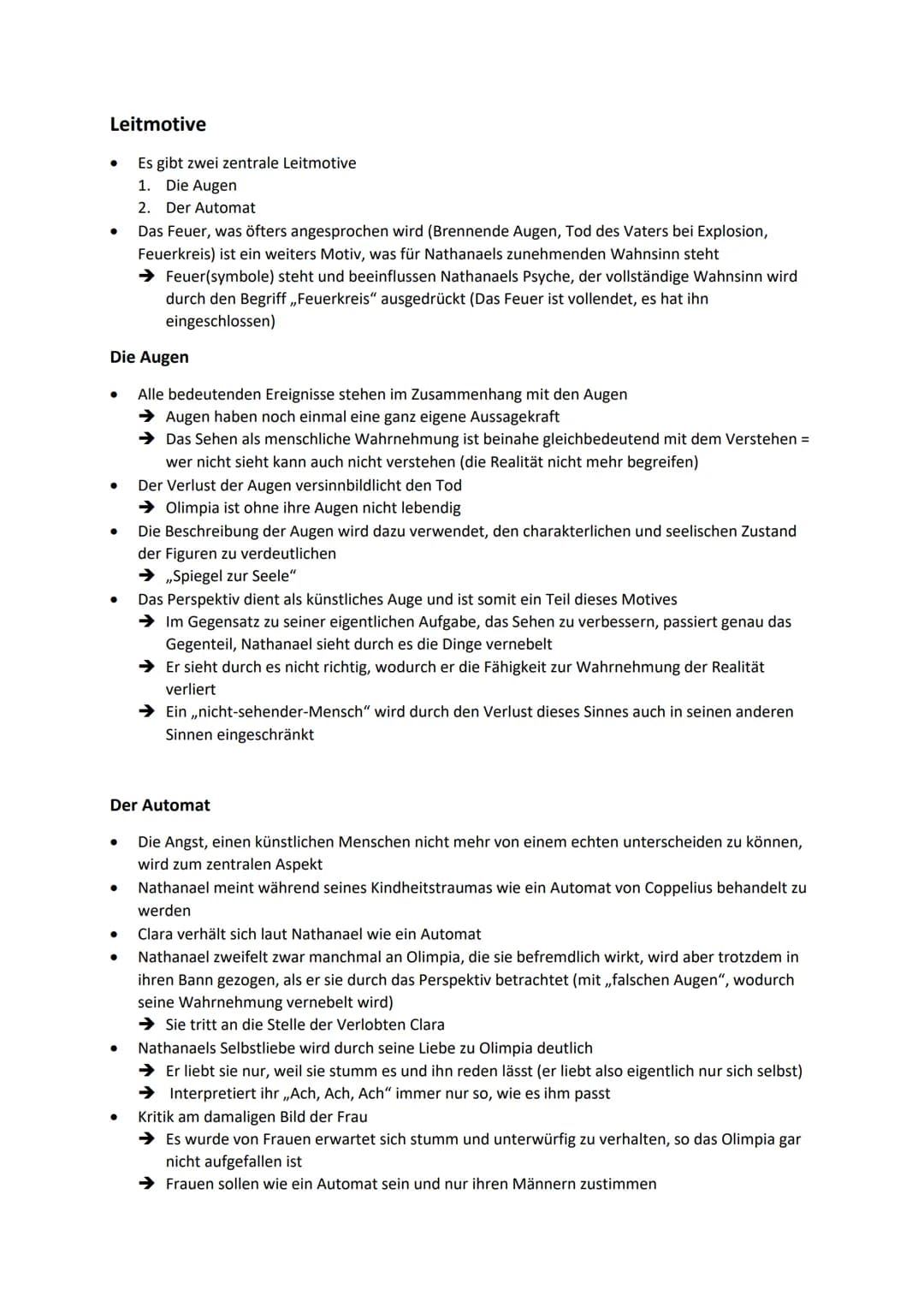 Der Sandmann
Inhalt
Die Novelle beginnt mit drei Briefen. Im ersten erzählt Nathanael seinem besten Freund und
Ziehbruder Lothar, dass ihm s