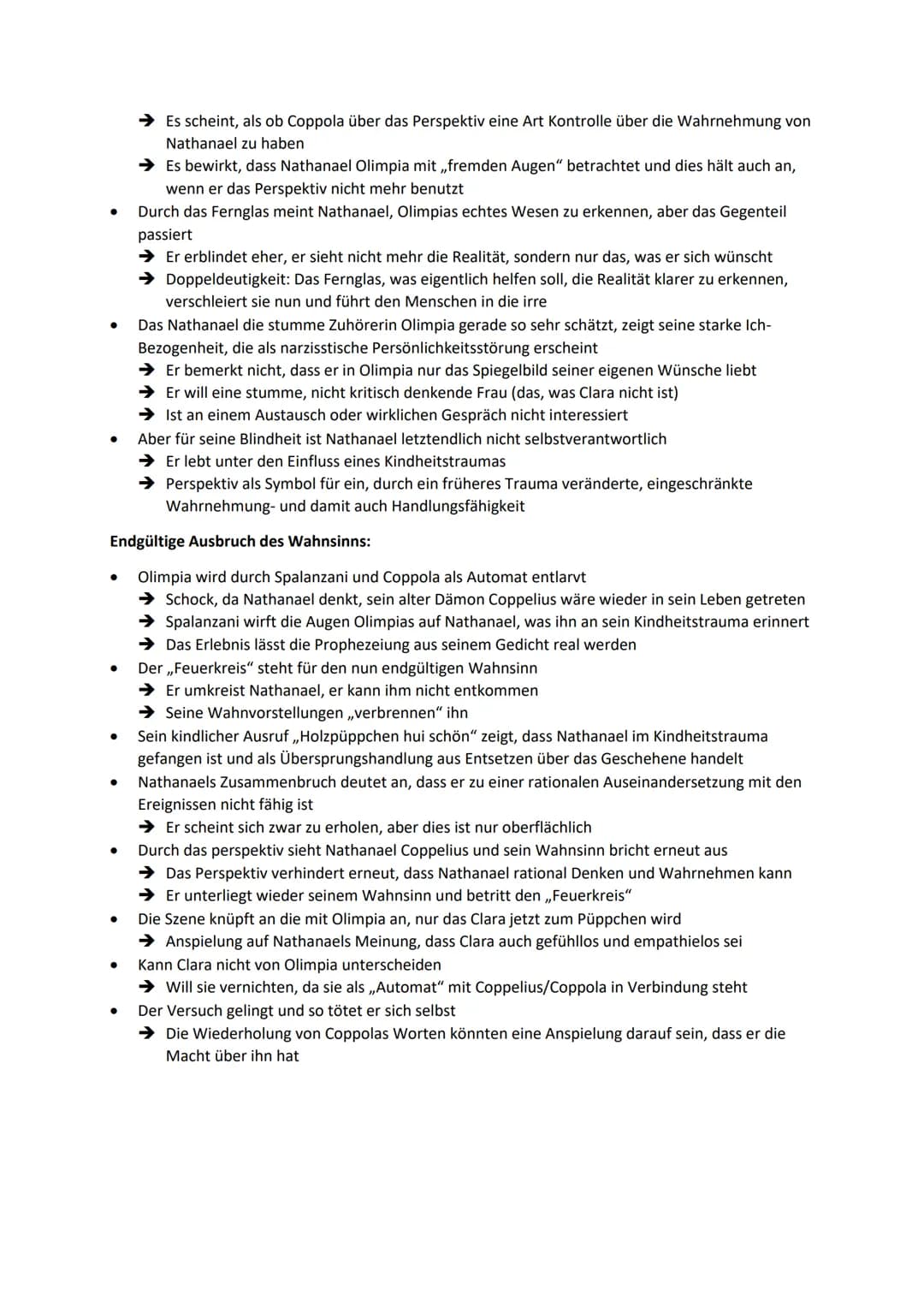 Der Sandmann
Inhalt
Die Novelle beginnt mit drei Briefen. Im ersten erzählt Nathanael seinem besten Freund und
Ziehbruder Lothar, dass ihm s