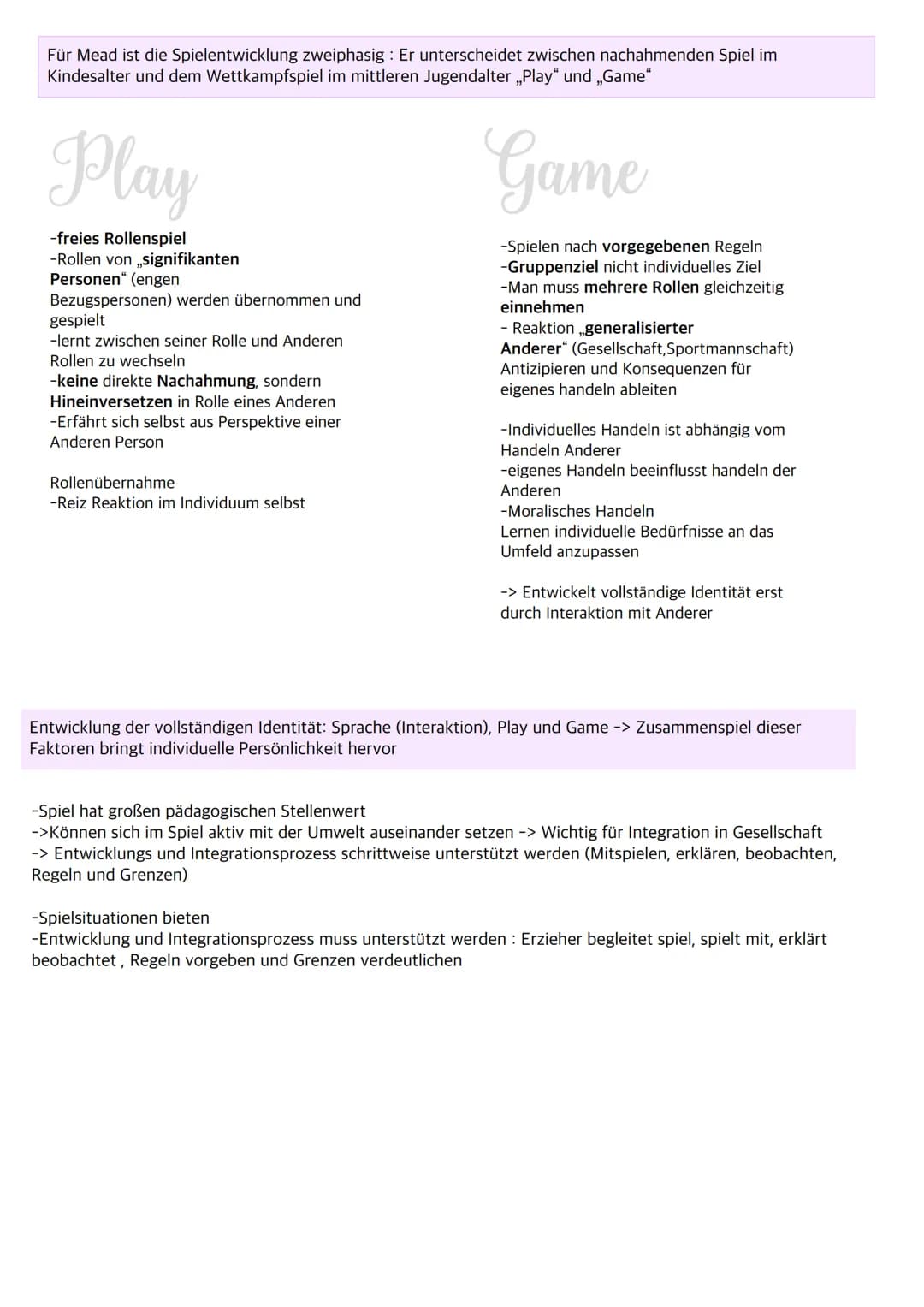 Mead
Ineraktionistische Rollentheorie
-Symbolischer Interaktionsismus
Grundannahmen
-Individuum lebt in stabiler Gesellschaft mit klaren Rol