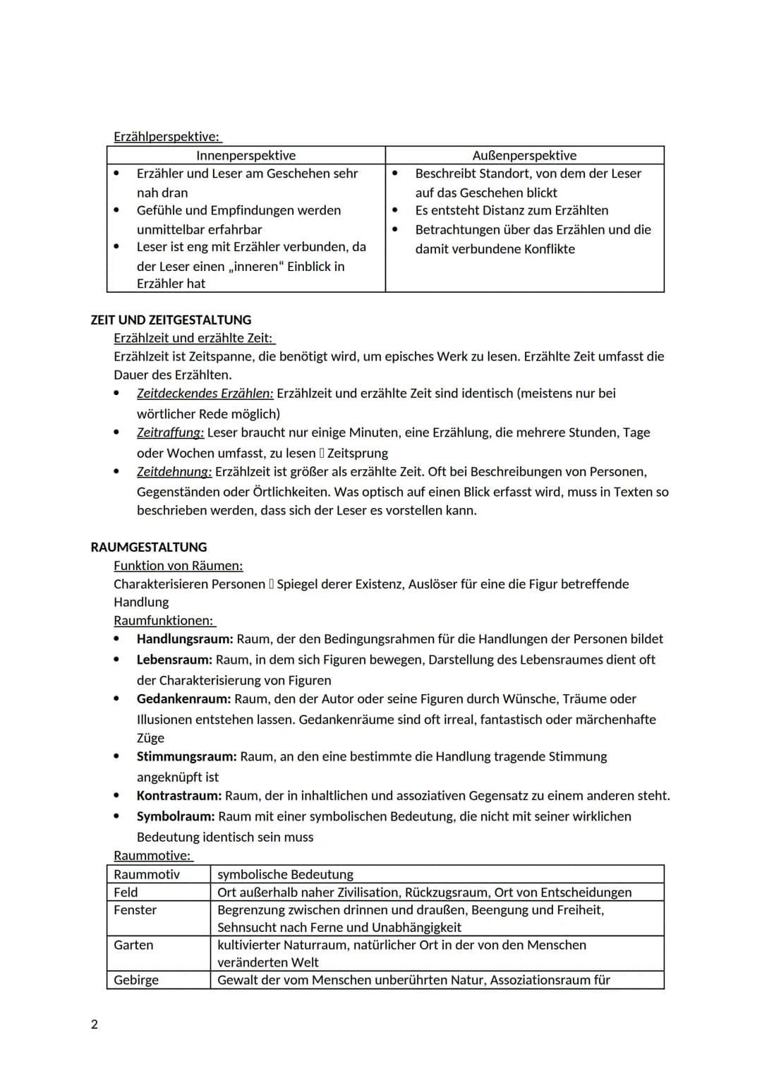 PROSA, DRAMA, LYRIK
1. PROSA
ERZÄHLER UND ERZÄHLERSTANDPUNKT
Erzählerperspektive:
1
●
●
Abitur - Zusammenfassung: Deutsch
1. Person Singular