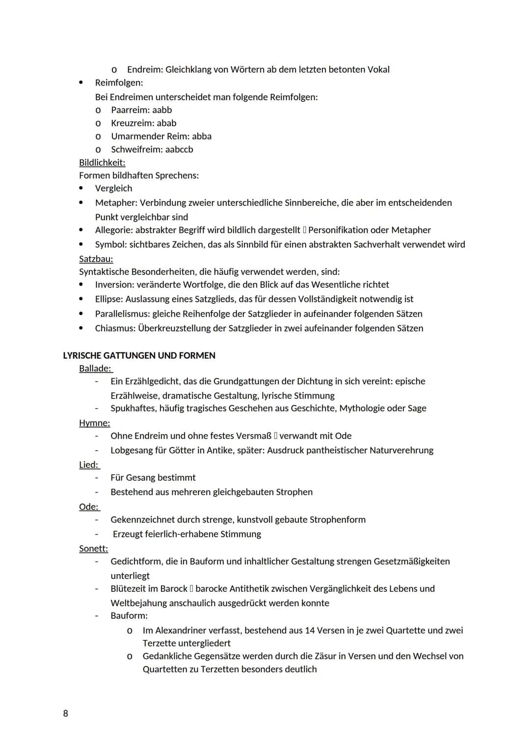 PROSA, DRAMA, LYRIK
1. PROSA
ERZÄHLER UND ERZÄHLERSTANDPUNKT
Erzählerperspektive:
1
●
●
Abitur - Zusammenfassung: Deutsch
1. Person Singular