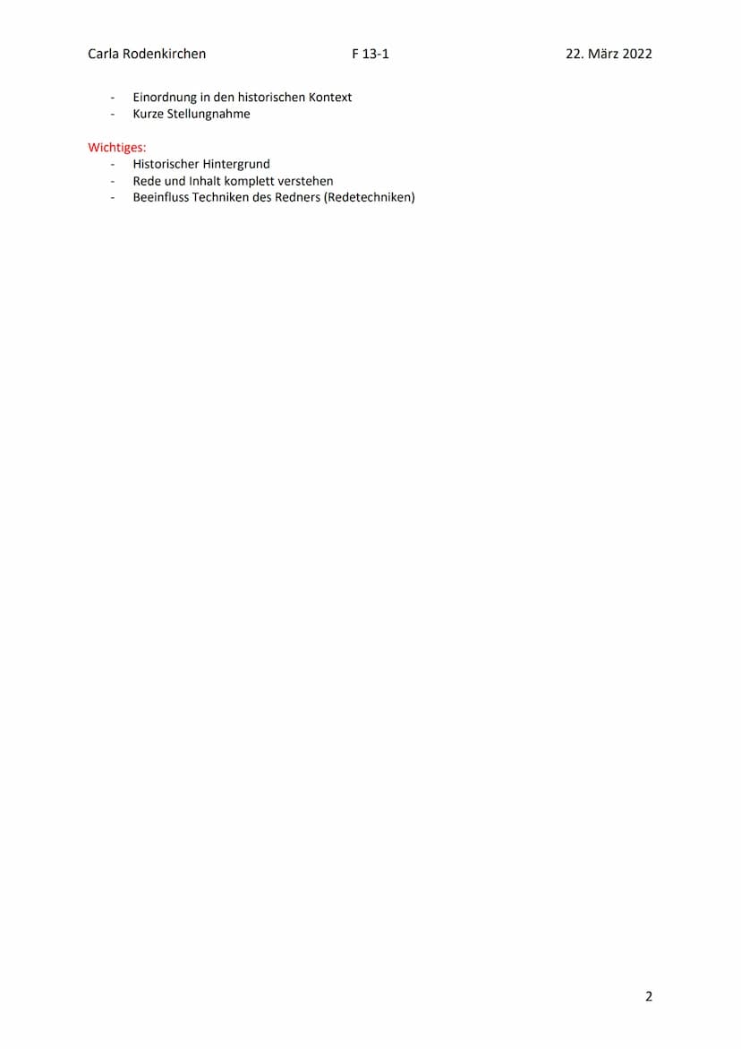 Carla Rodenkirchen
Politische Rede: Einstieg
Links: https://youtu.be/8Y14geKOYsg
Was ist die politische Rede:
Kontext:
Politik betreffend (,
