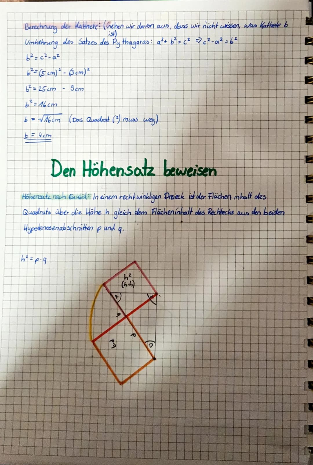 Satz des Pythagoras
In jedem rechtwinkligen Dreieck heißen die Schenkel des rechten Winkels Katheten.
Die dritte Seite heißt Hypotenuse; sie