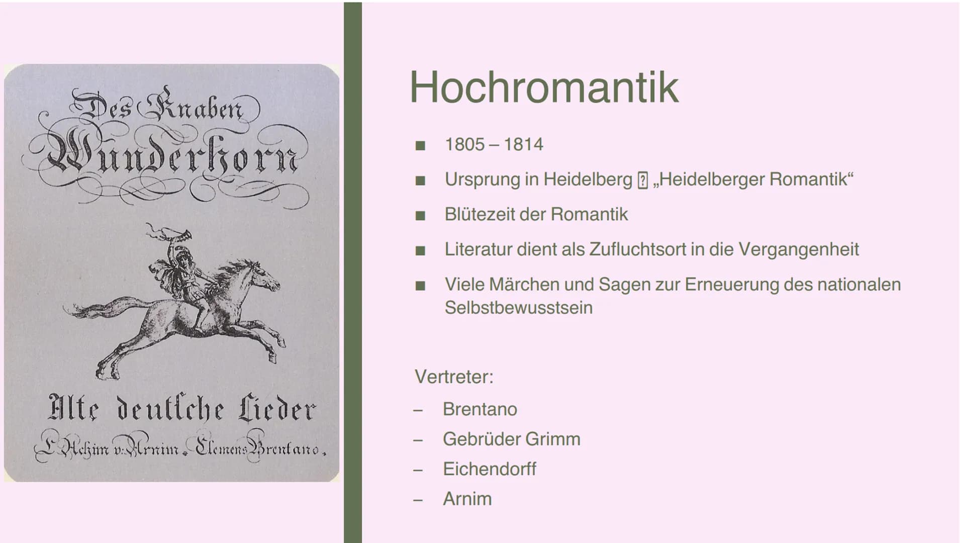 ROMANTIK
Farina und Klara Inhaltsverzeichnis
1. Allgemein
1.1 zeitliche Einordnung
1.2 Begriffserklärung
1.3 Merkmale
2. Historischer Hinter