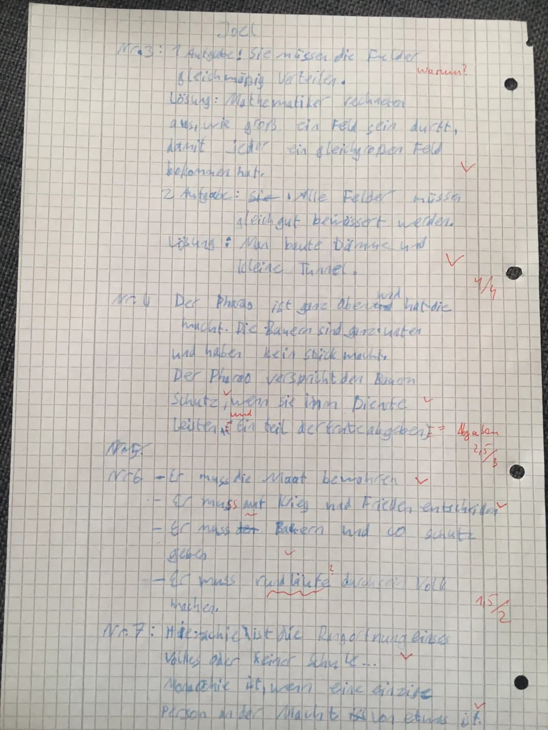 Klassenarbeit Nr. 1
Klasse 6b
Geschichte
24
Punkte: 128 Note: Name: Joel
undl. 1-2
die Siedlungsweise
Umgang mit der Natur
11. Dezember 2014