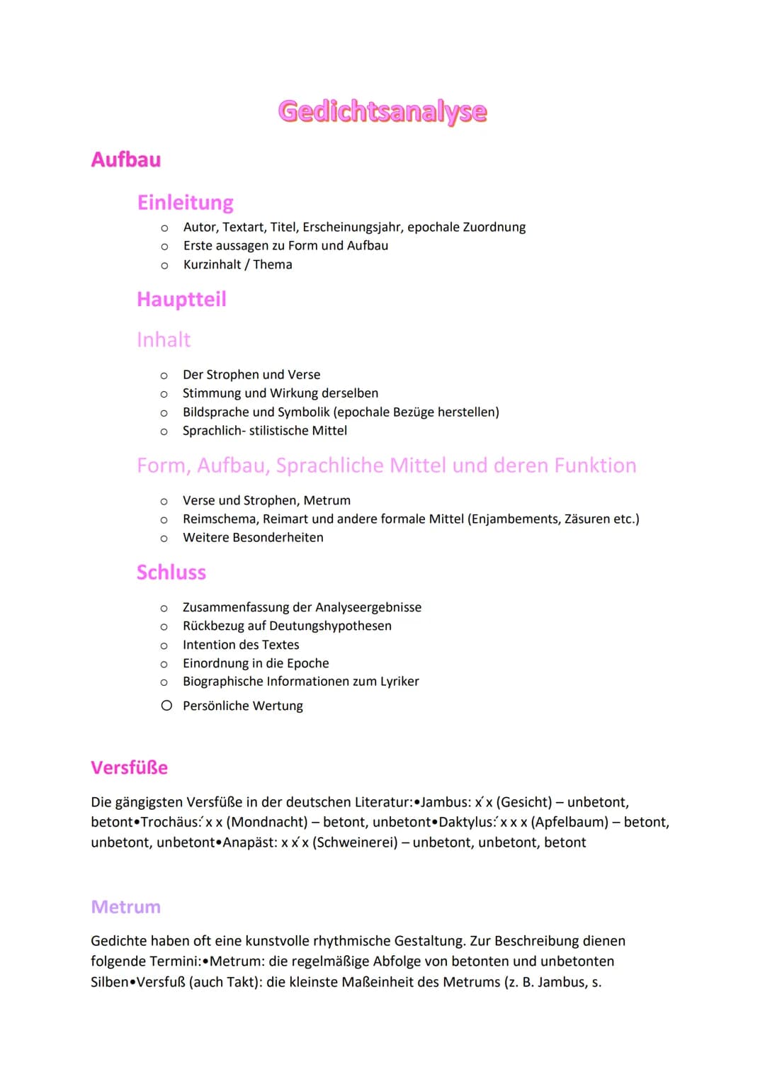 Aufbau
Einleitung
O Autor, Textart, Titel, Erscheinungsjahr, epochale Zuordnung
Erste aussagen zu Form und Aufbau
O
o Kurzinhalt / Thema
Hau