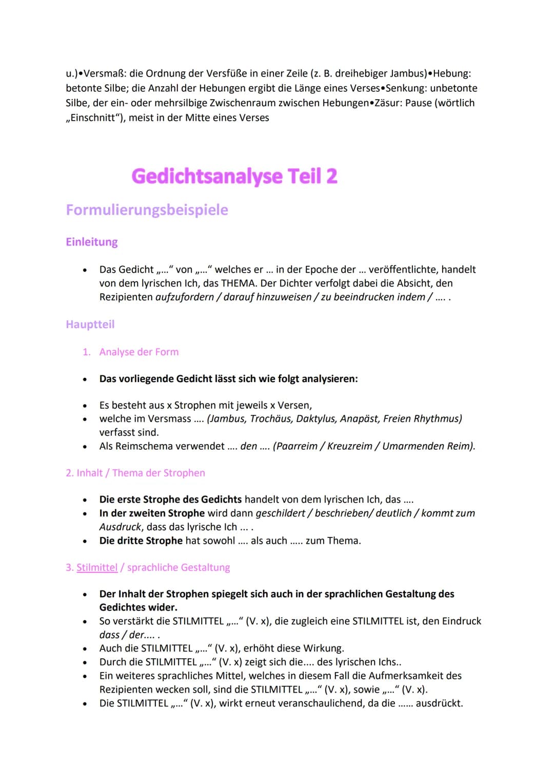 Aufbau
Einleitung
O Autor, Textart, Titel, Erscheinungsjahr, epochale Zuordnung
Erste aussagen zu Form und Aufbau
O
o Kurzinhalt / Thema
Hau