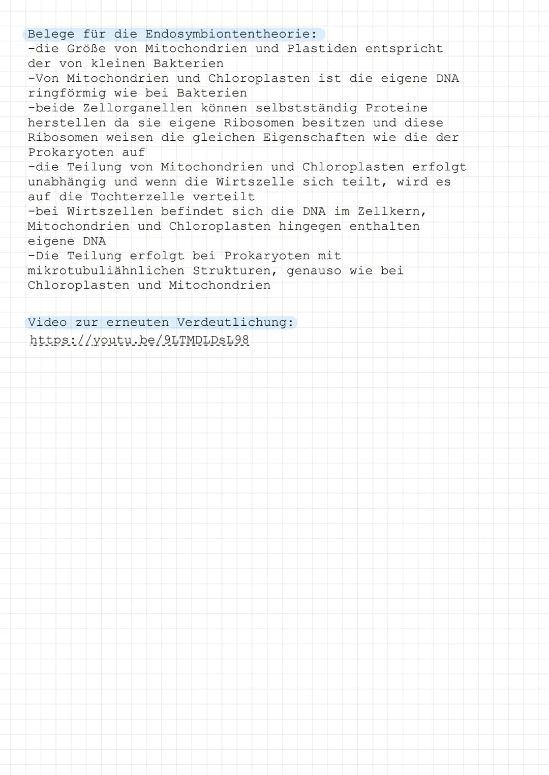 Endosymbiontentheorie-
Mitochondrien und Chloroplasten sind von einer Doppelmembran
umschlossen und sind unabhängig von Mitose und Meiose. Z