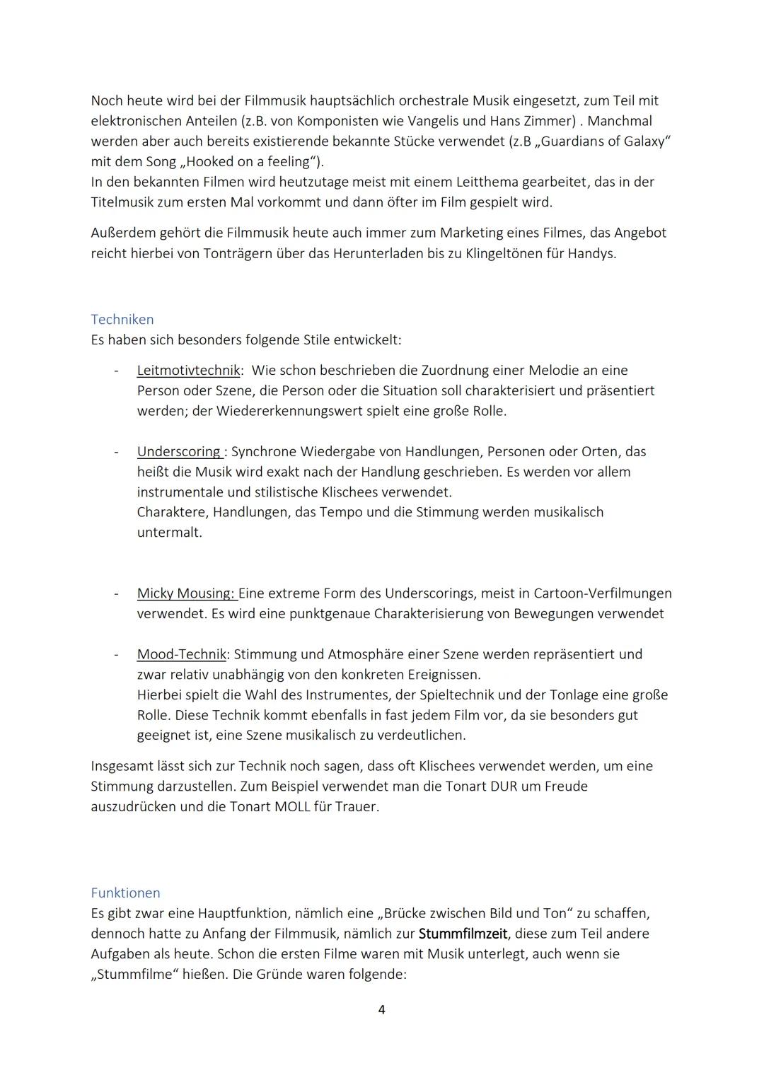 Inhaltsverzeichnis
Definition
Geschichte.
Techniken.....
Funktionen
Meinungen
Quellenangabe.
FILMMUSIK
1
.2
.2
5
.7 Definition
Filmmusik ist