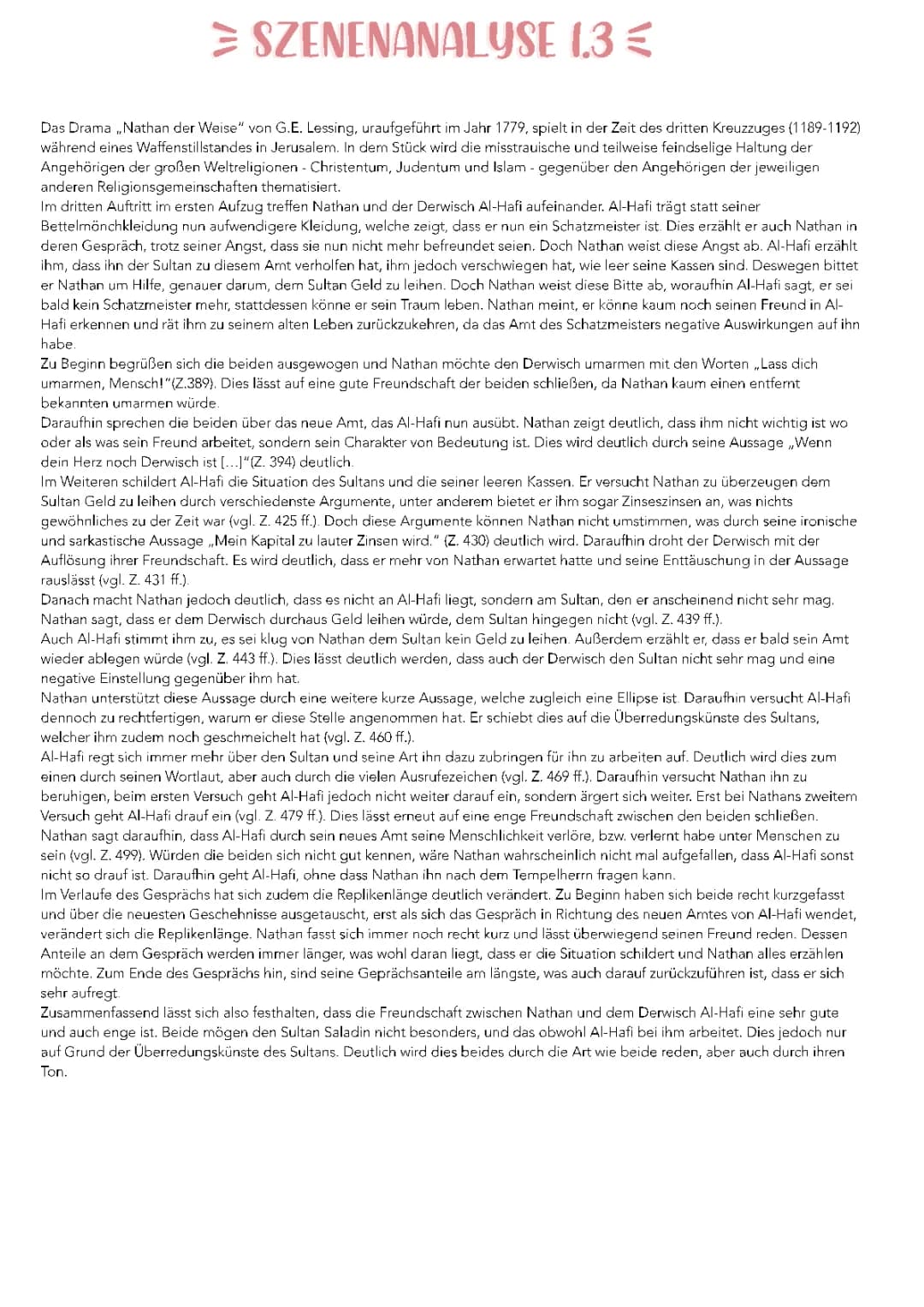 Szenenanalyse Nathan der Weise 1. Aufzug 3. Auftritt und Mehr
