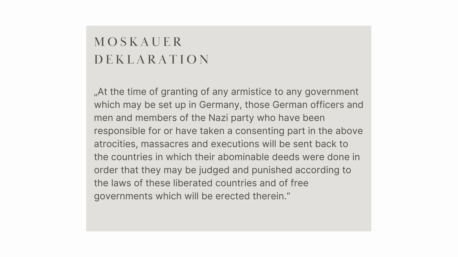 9
NÜRNBERGER PROZESSE
Nov. 1945- Apr. 1949 THEMENBEREICHE
Allgemeine Informationen
01
02
Entstehung der Prozesse
-> Ursachen
03 Durchführung